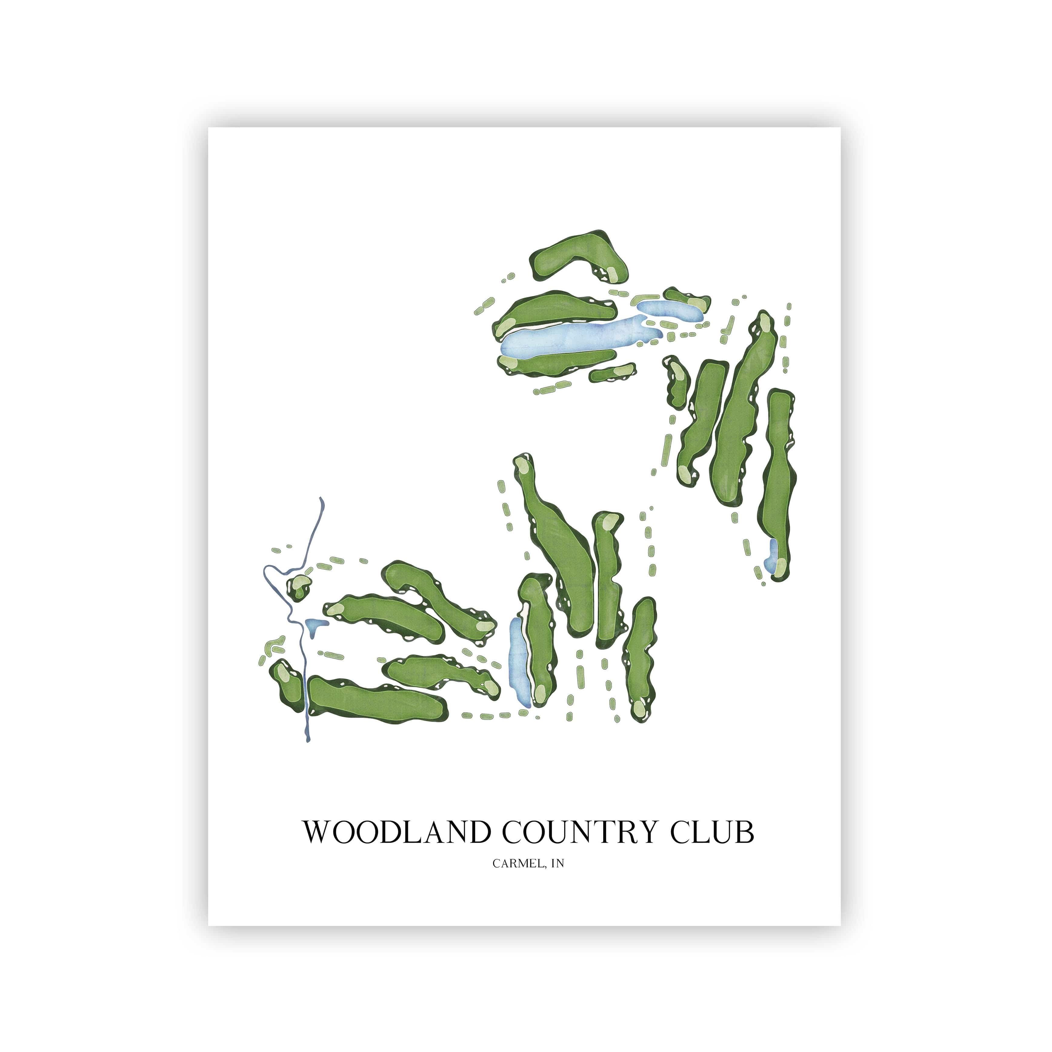 The 19th Hole Golf Shop - Golf Course Prints - Woodland Country Club Golf Course Map Golf Map