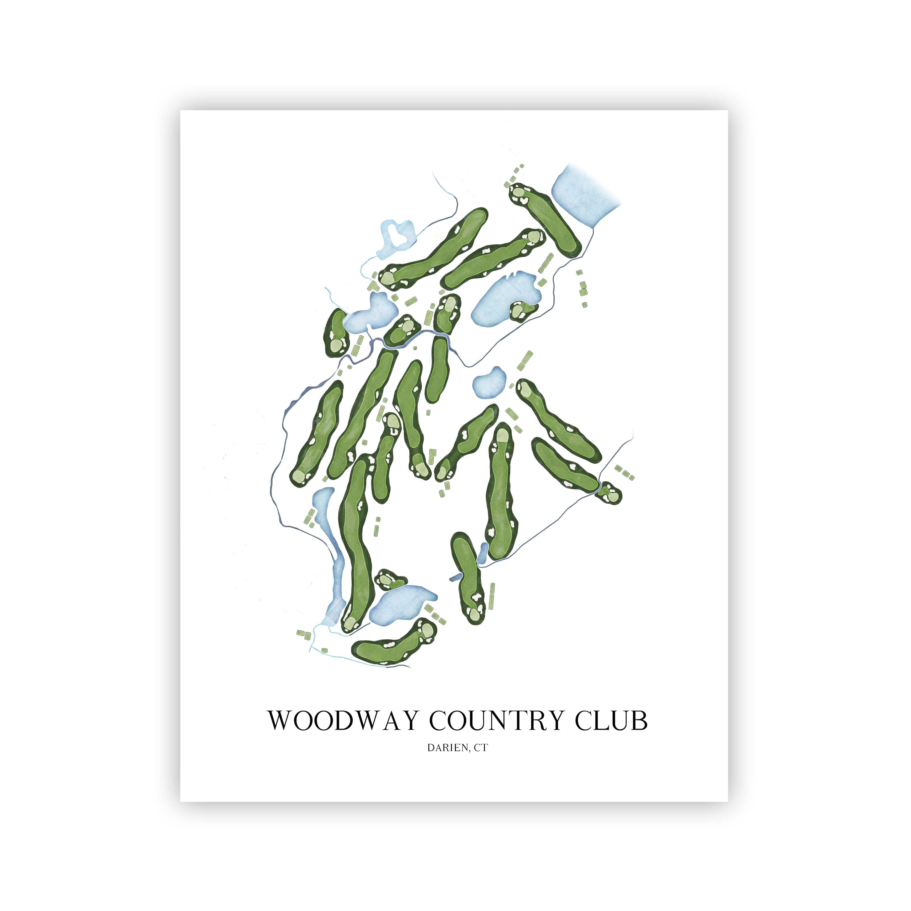 The 19th Hole Golf Shop - Golf Course Prints - Woodway Country Club Golf Course Map Golf Map