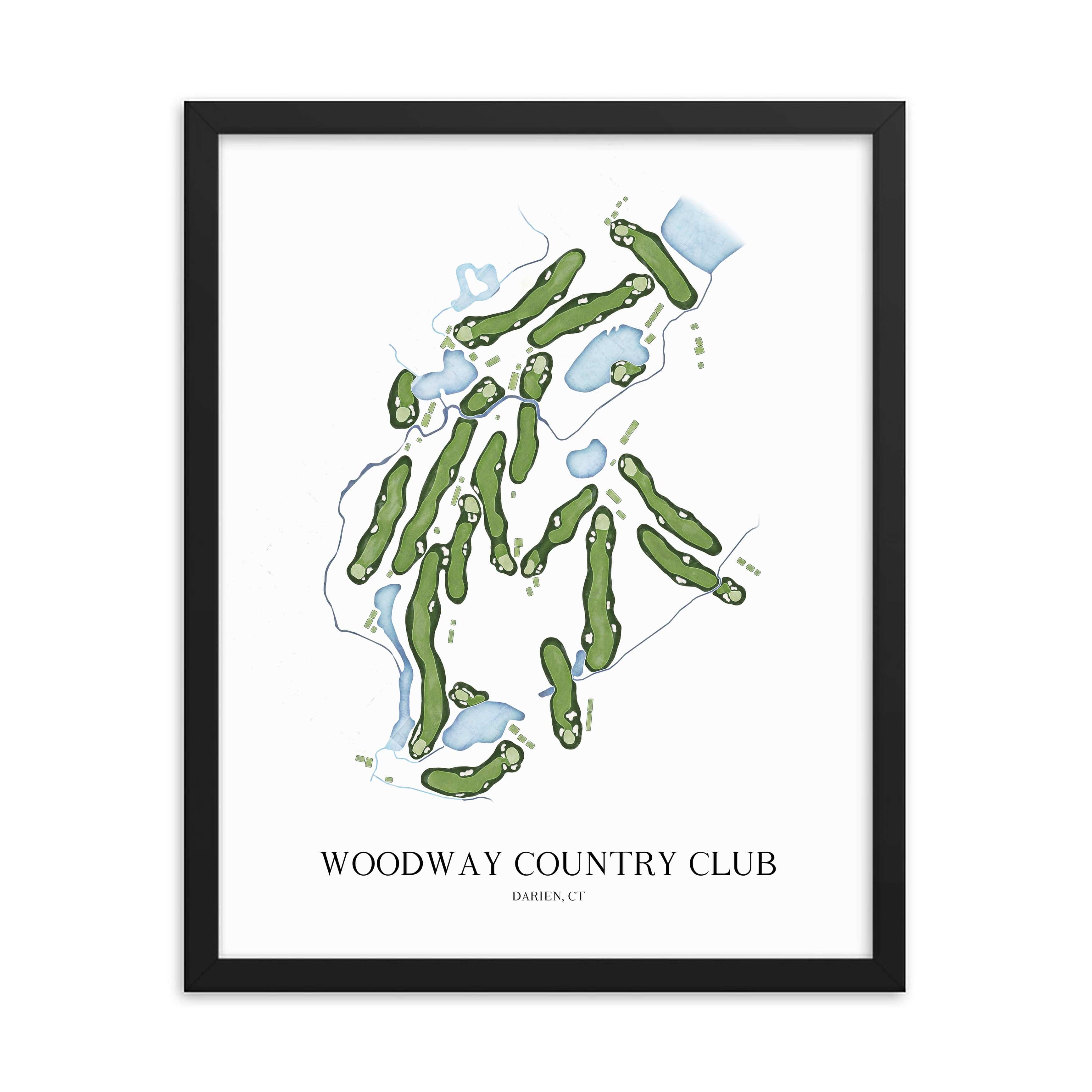 The 19th Hole Golf Shop - Golf Course Prints - Woodway Country Club Golf Course Map Golf Map