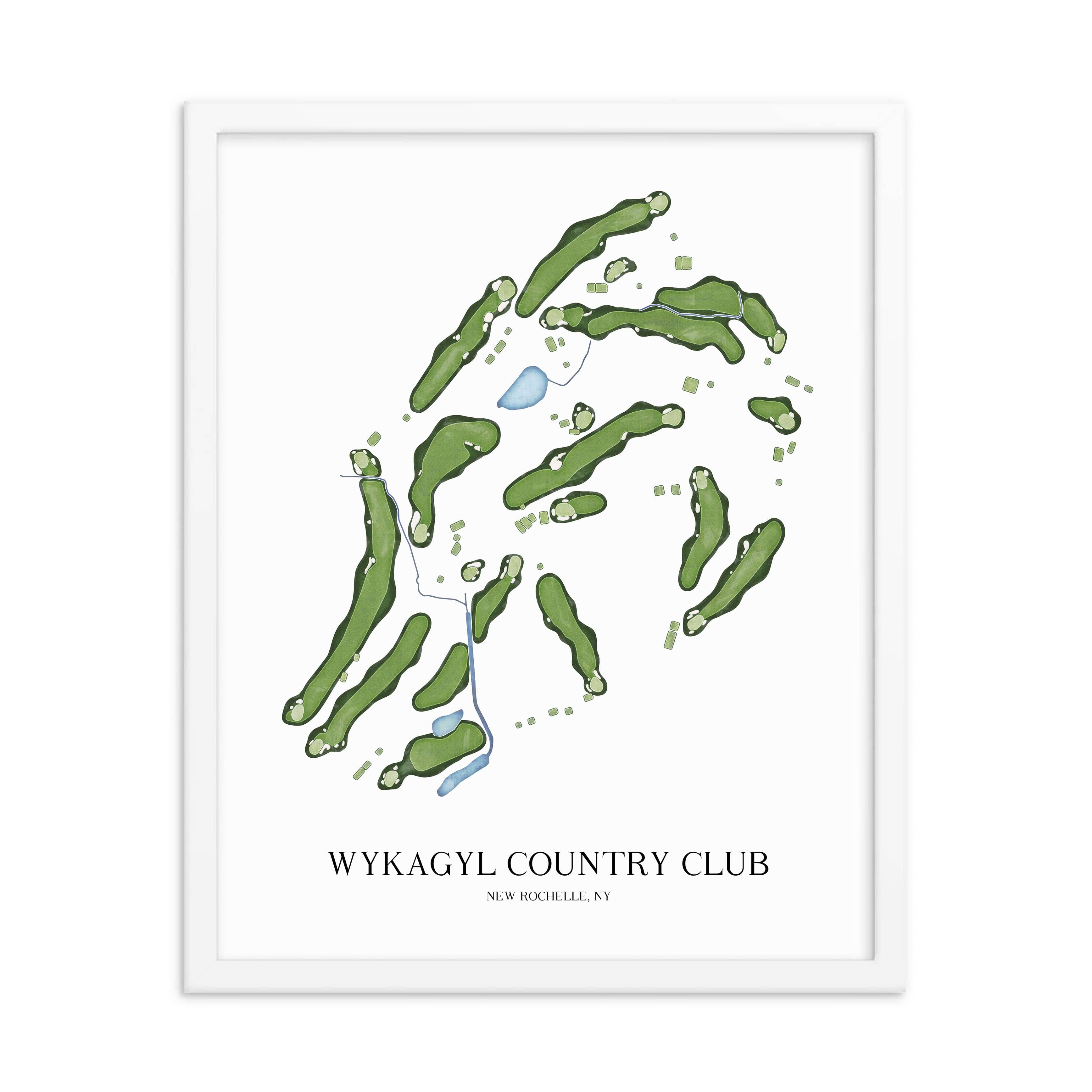 The 19th Hole Golf Shop - Golf Course Prints - Wykagyl Country Club Golf Course Map Golf Map