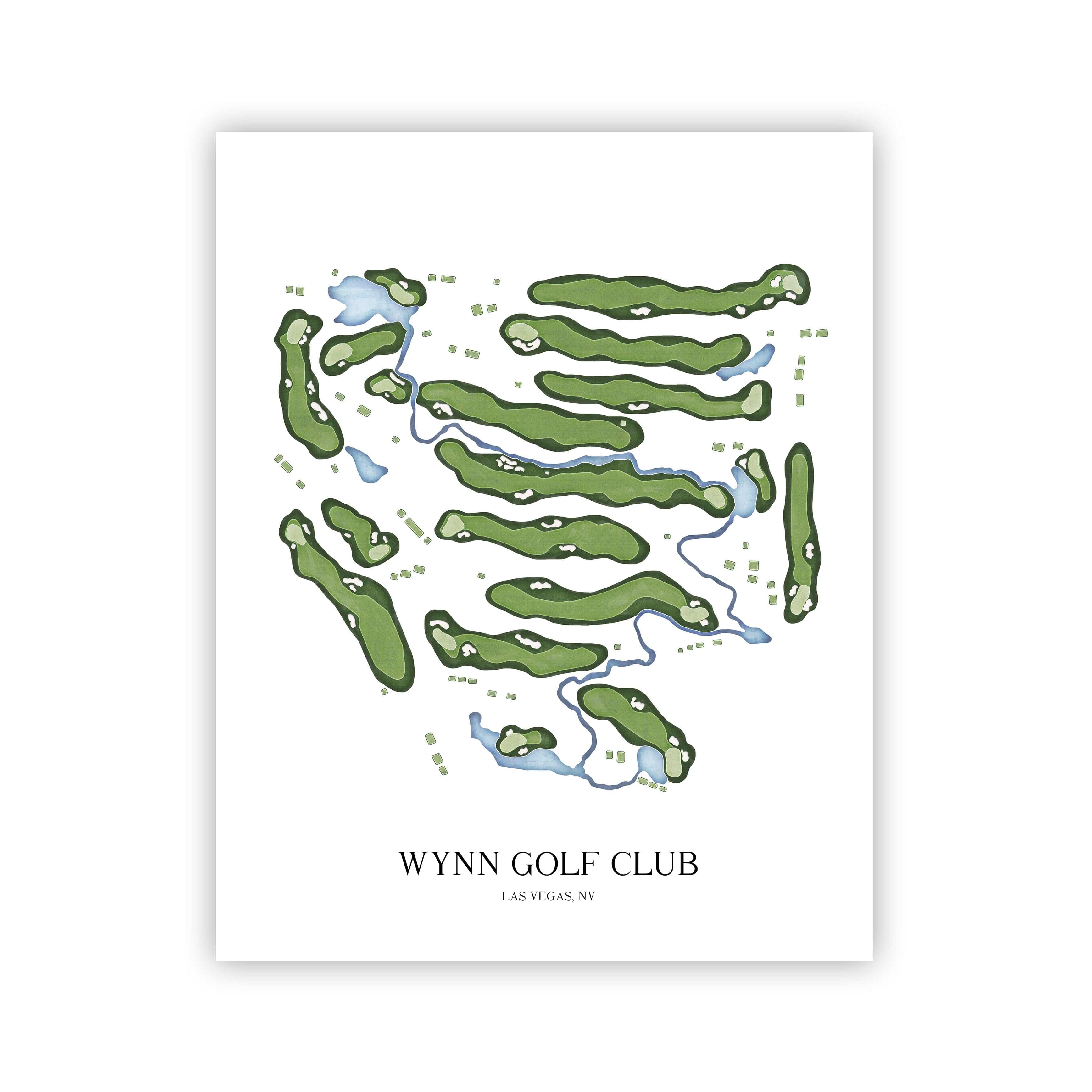 The 19th Hole Golf Shop - Golf Course Prints - Wynn Golf Club Golf Course Map Golf Map