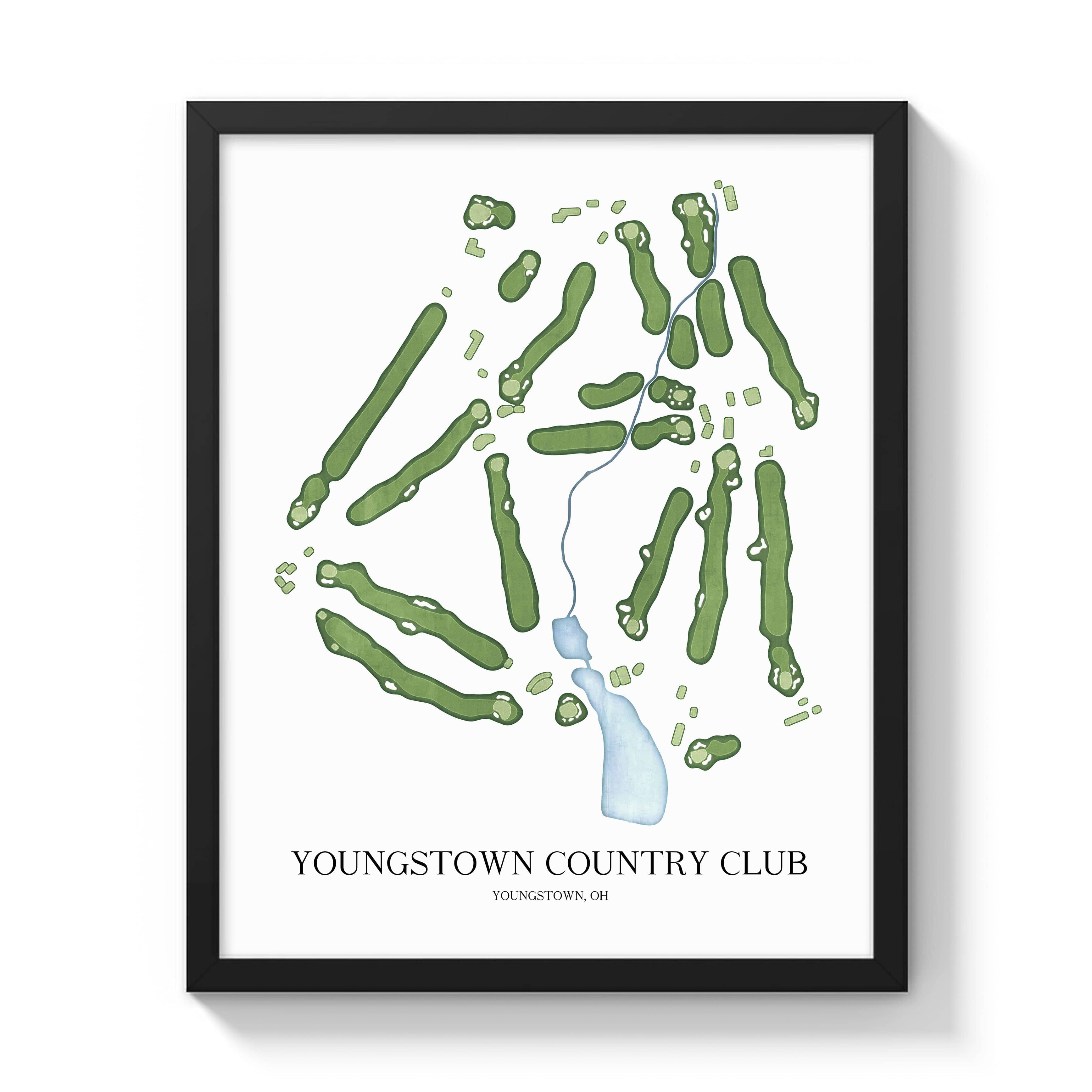 The 19th Hole Golf Shop - Golf Course Prints - Youngstown Country Club Golf Course Map Golf Map