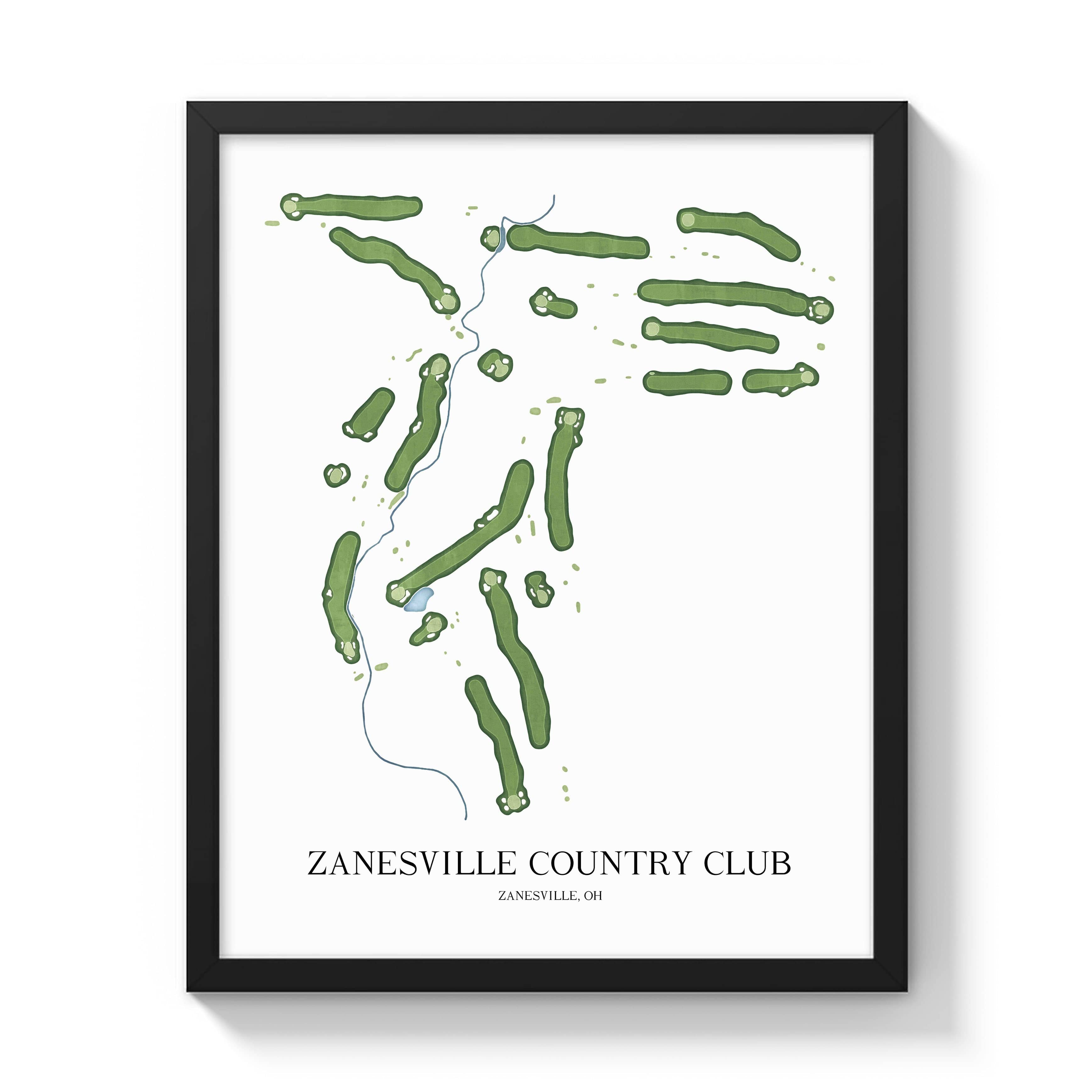 The 19th Hole Golf Shop - Golf Course Prints - Zanesville Country Club Golf Course Map Golf Map