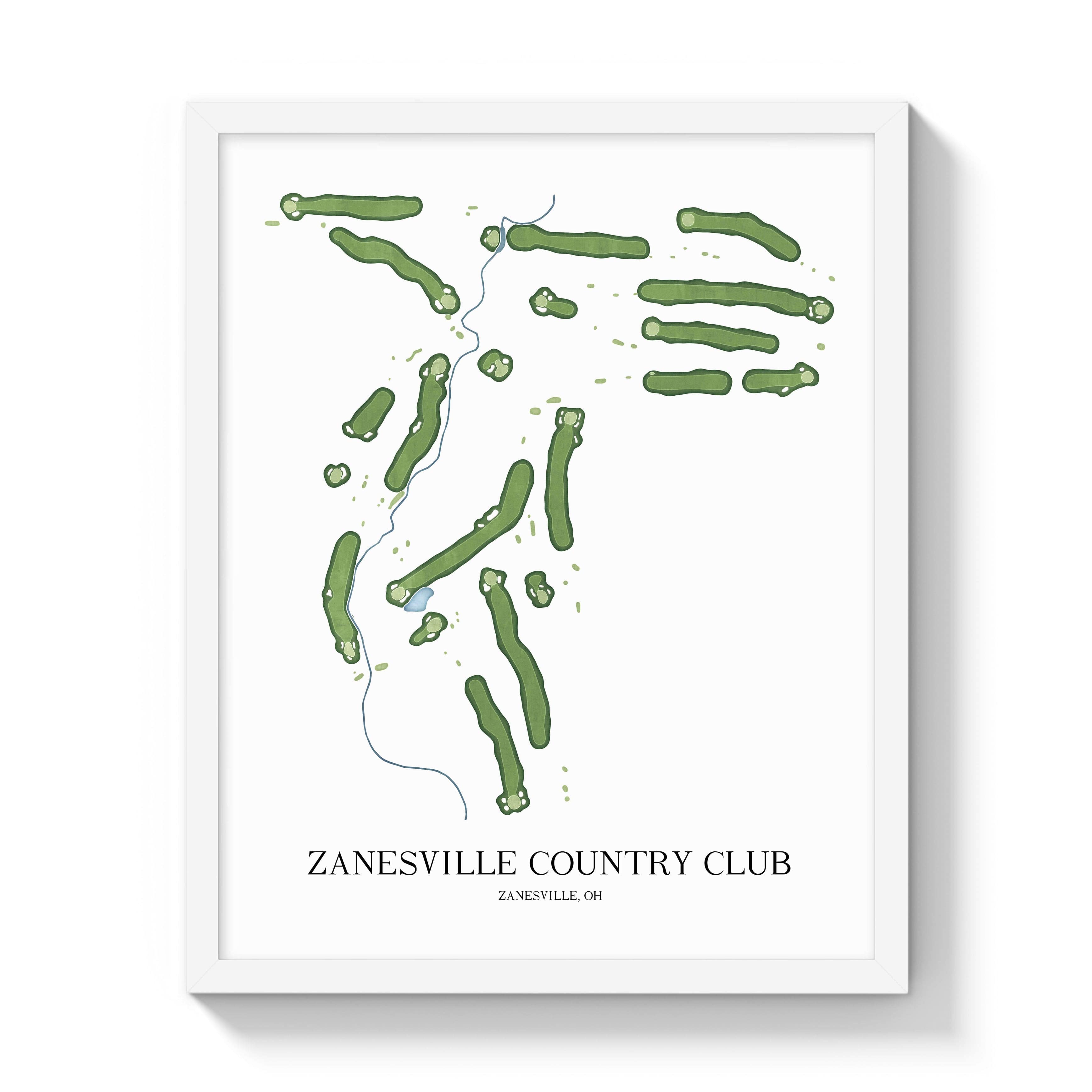 The 19th Hole Golf Shop - Golf Course Prints - Zanesville Country Club Golf Course Map Golf Map