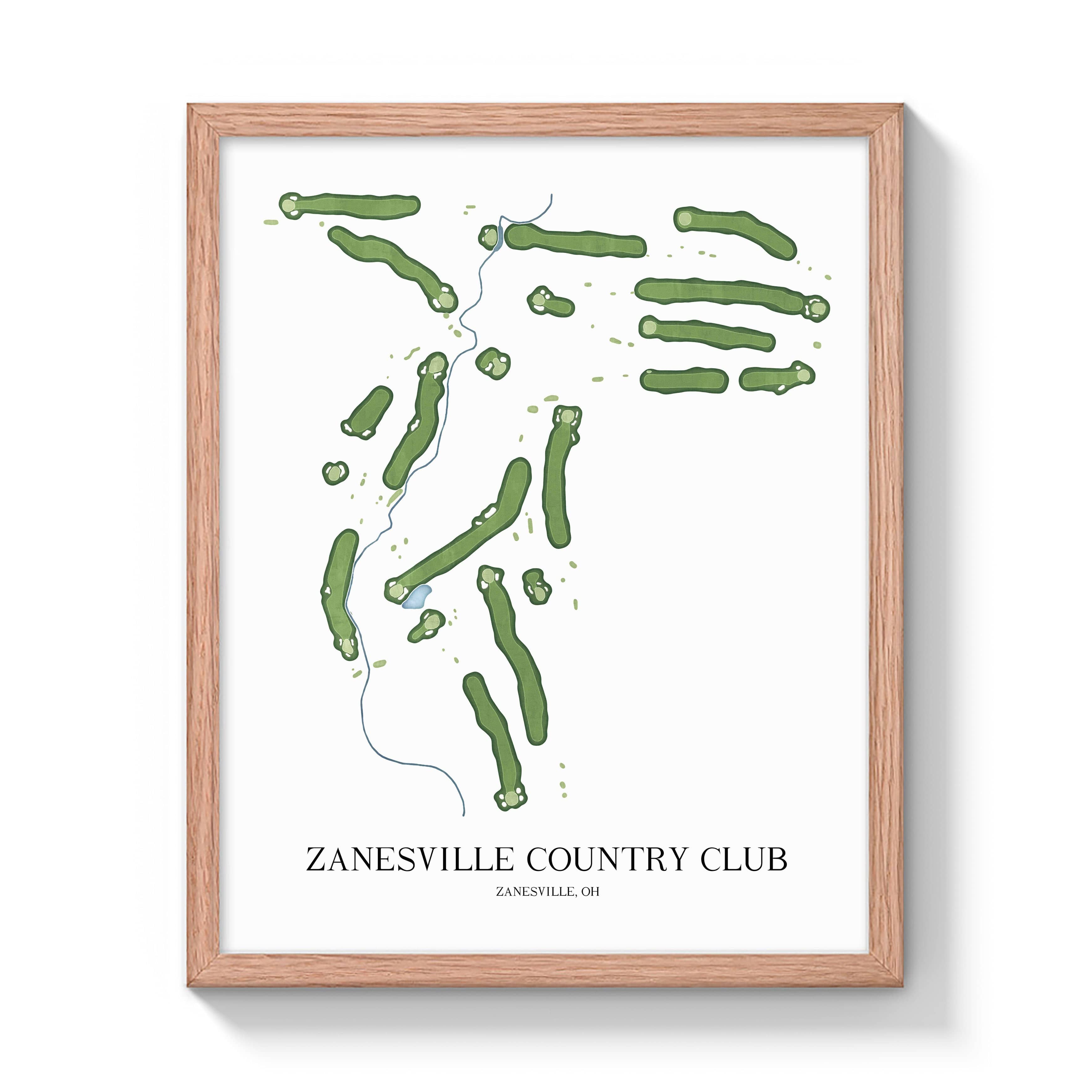 The 19th Hole Golf Shop - Golf Course Prints - Zanesville Country Club Golf Course Map Golf Map