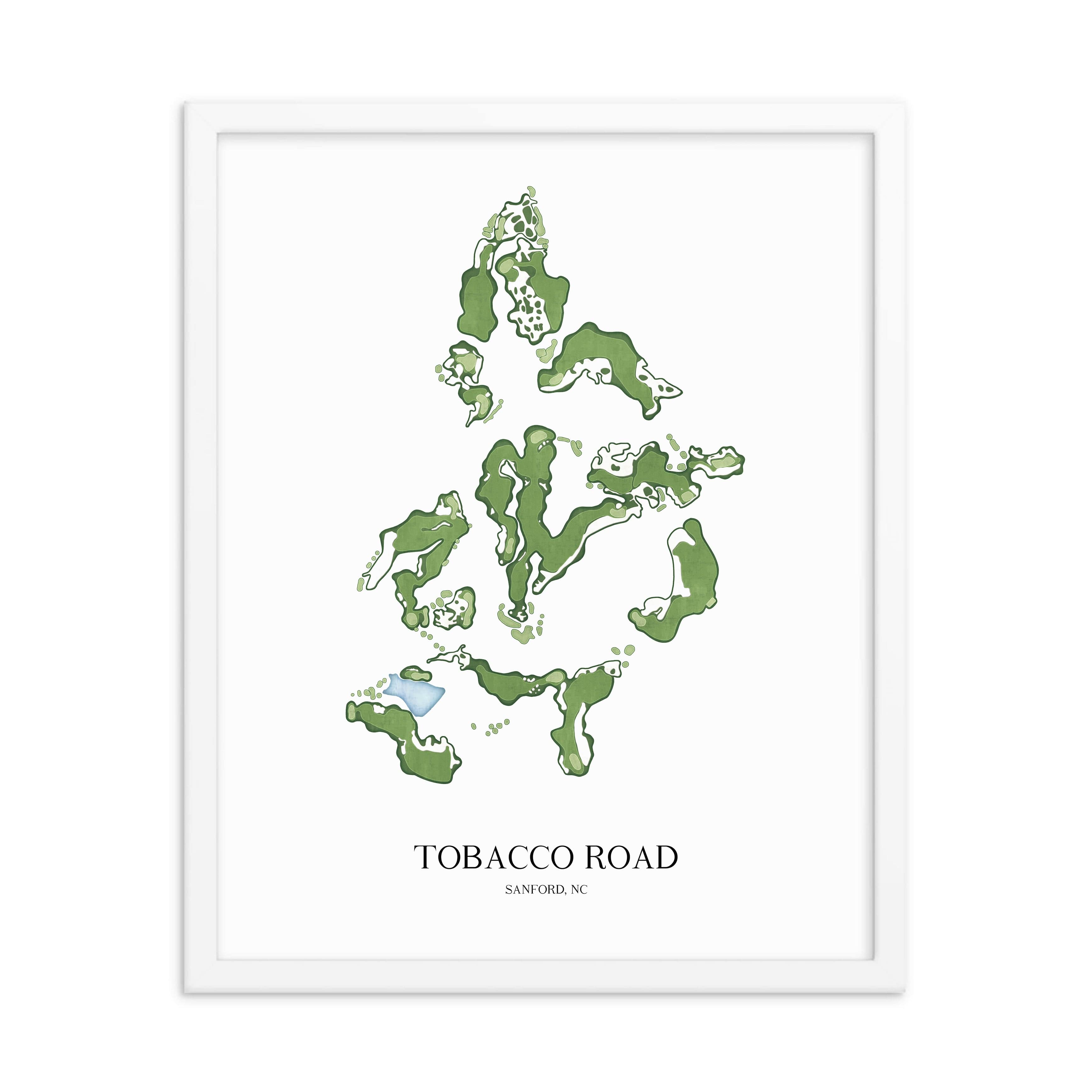 The 19th Hole Golf Shop - Golf Course Prints -  8" x 10" / White Tobacco Road Golf Course Map