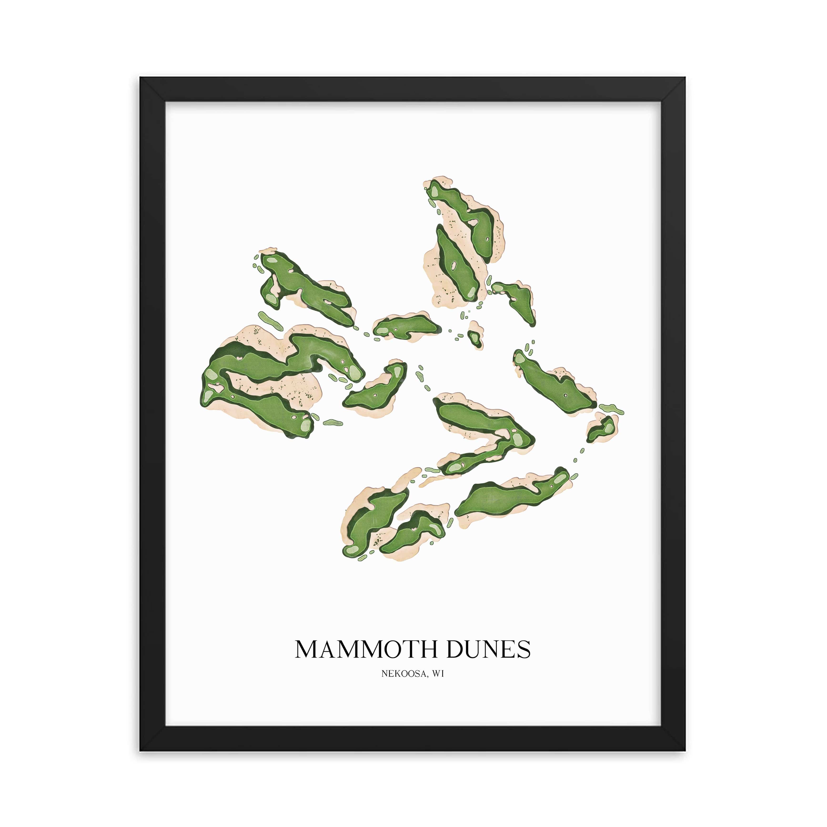 The 19th Hole Golf Shop - Golf Course Prints -  8" x 10" / Black Mammoth Dunes Golf Course Map