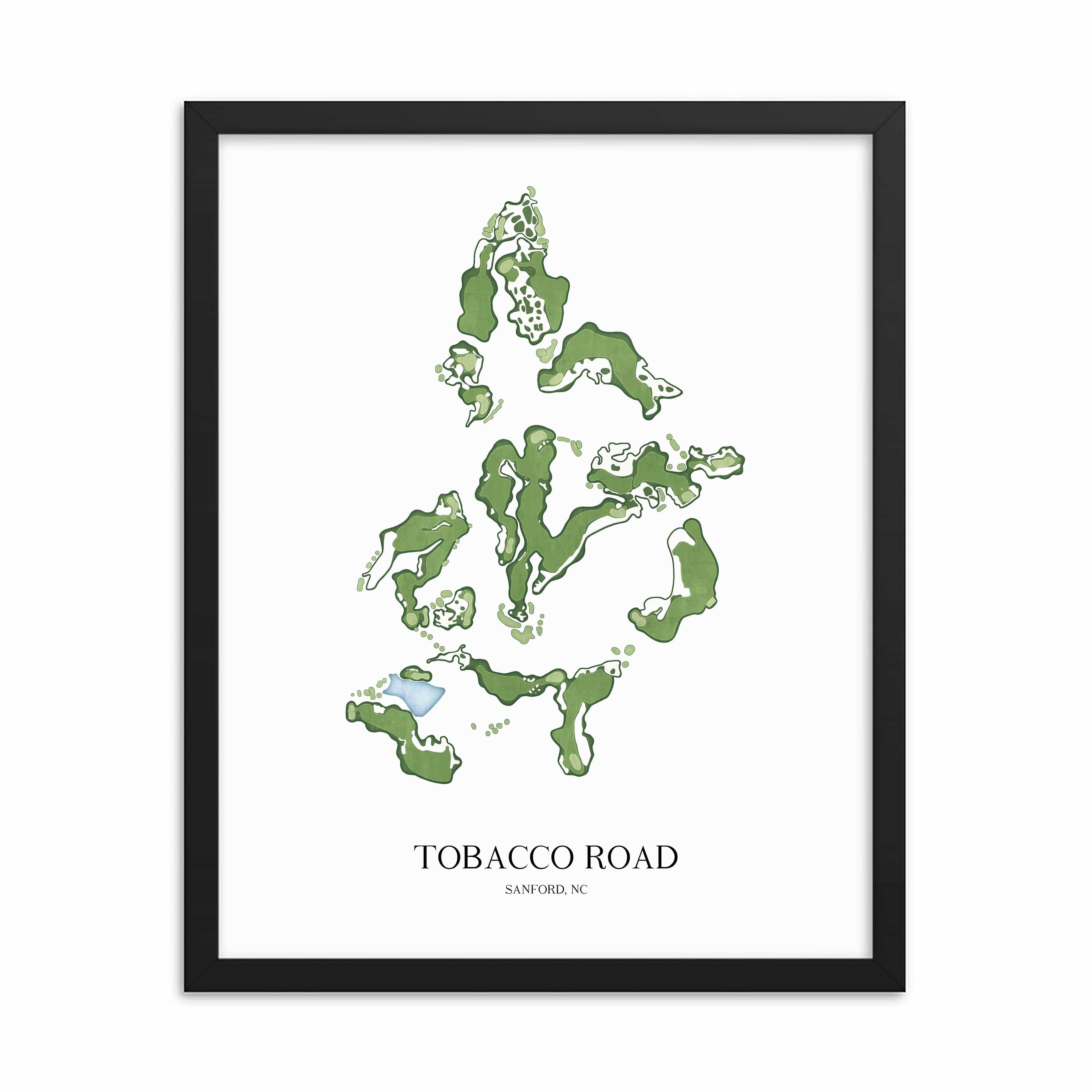 The 19th Hole Golf Shop - Golf Course Prints -  8" x 10" / Black Tobacco Road Golf Course Map