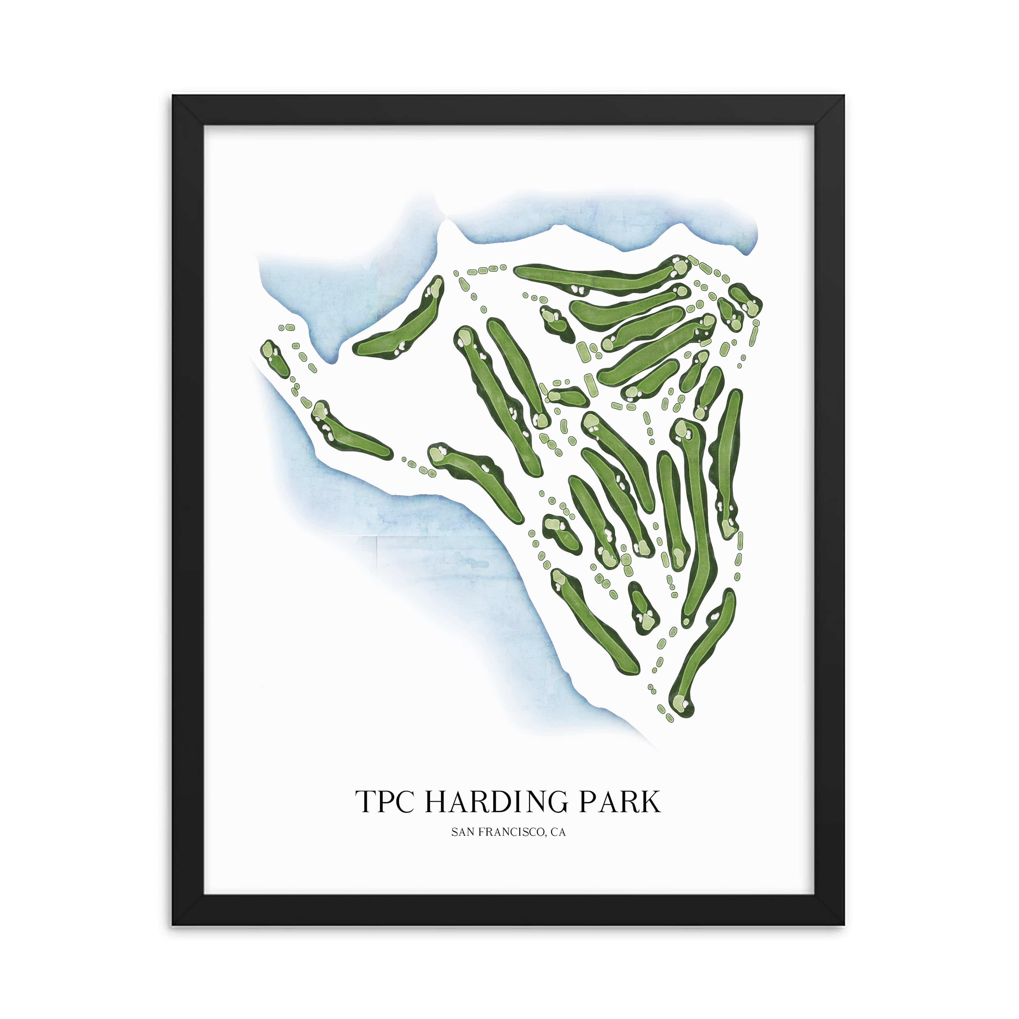 The 19th Hole Golf Shop - Golf Course Prints -  8" x 10" / Black TPC Harding Park Golf Course Map Golf Map