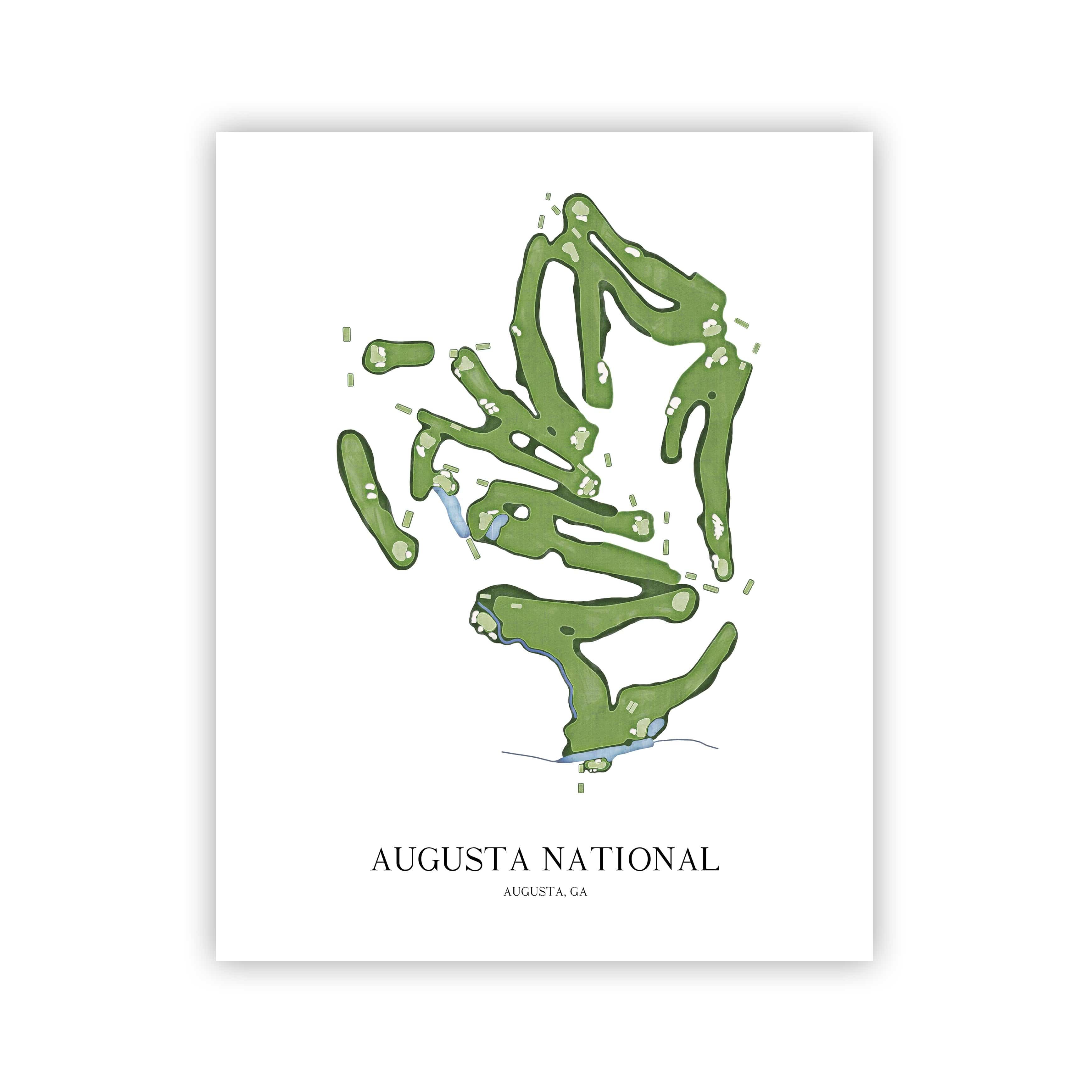 The 19th Hole Golf Shop - Golf Course Prints -  8" x 10" / No Frame Augusta National Golf Course Map