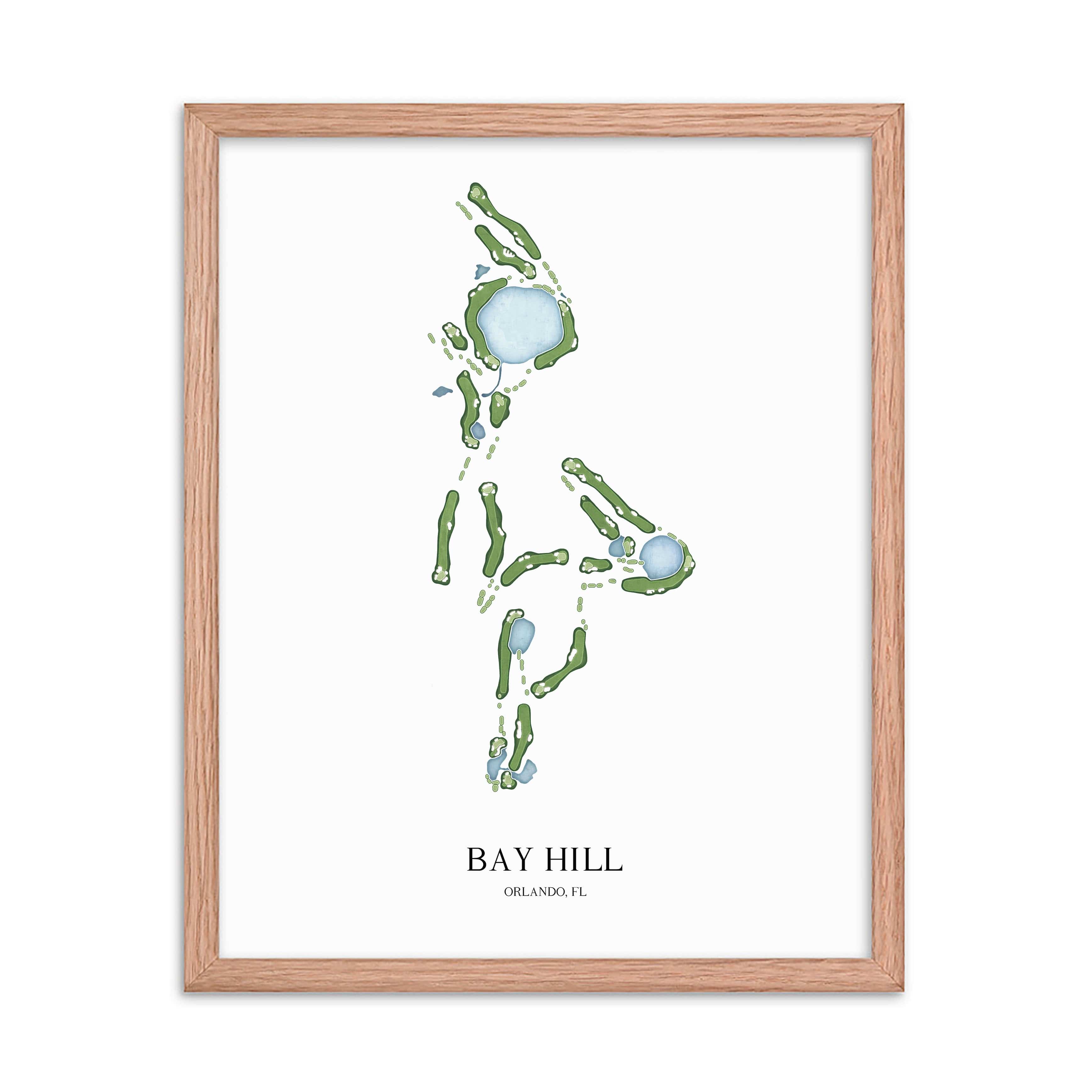 The 19th Hole Golf Shop - Golf Course Prints -  8" x 10" / Oak Bay Hill Golf Course Map Golf Map