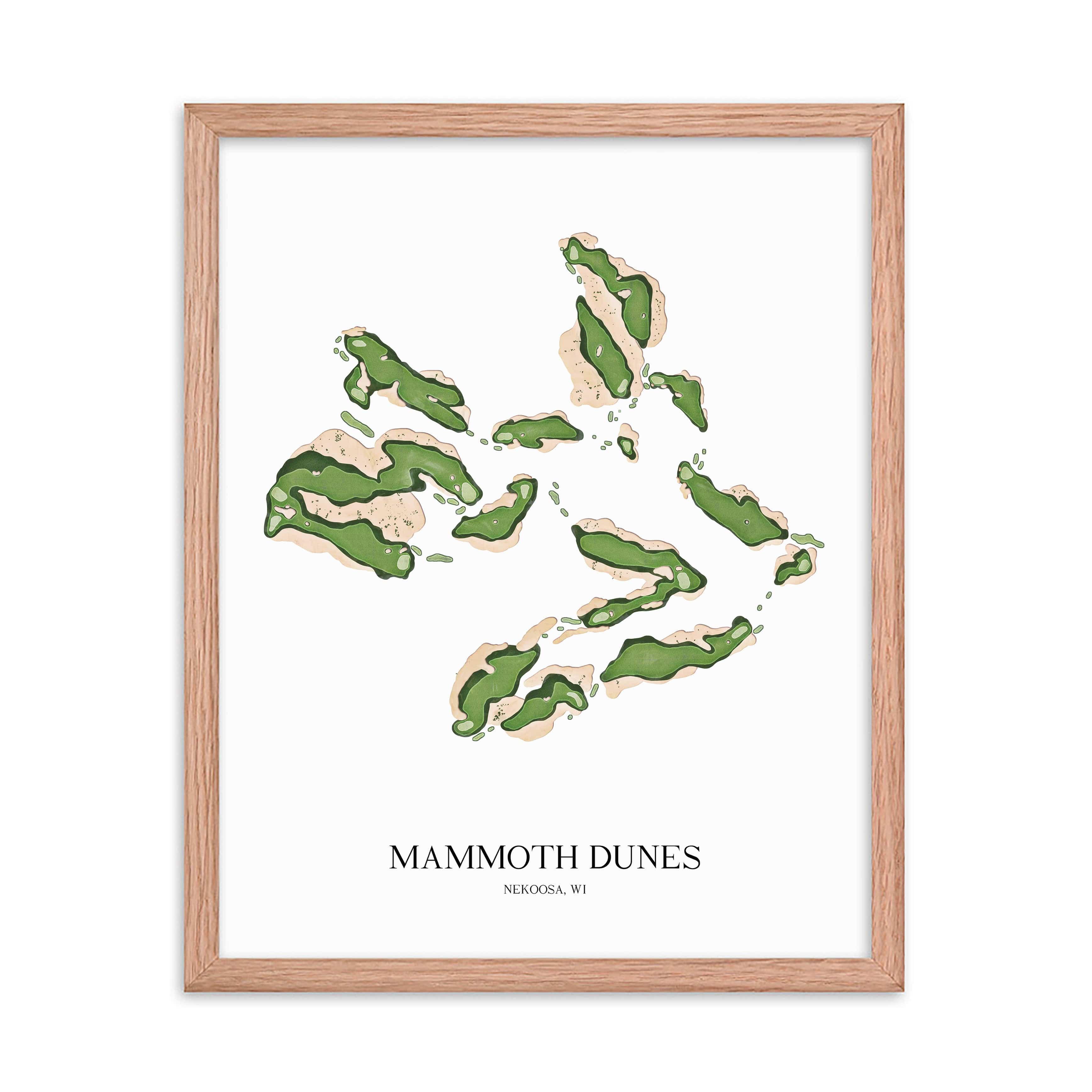 The 19th Hole Golf Shop - Golf Course Prints -  8" x 10" / Oak Mammoth Dunes Golf Course Map Golf Map