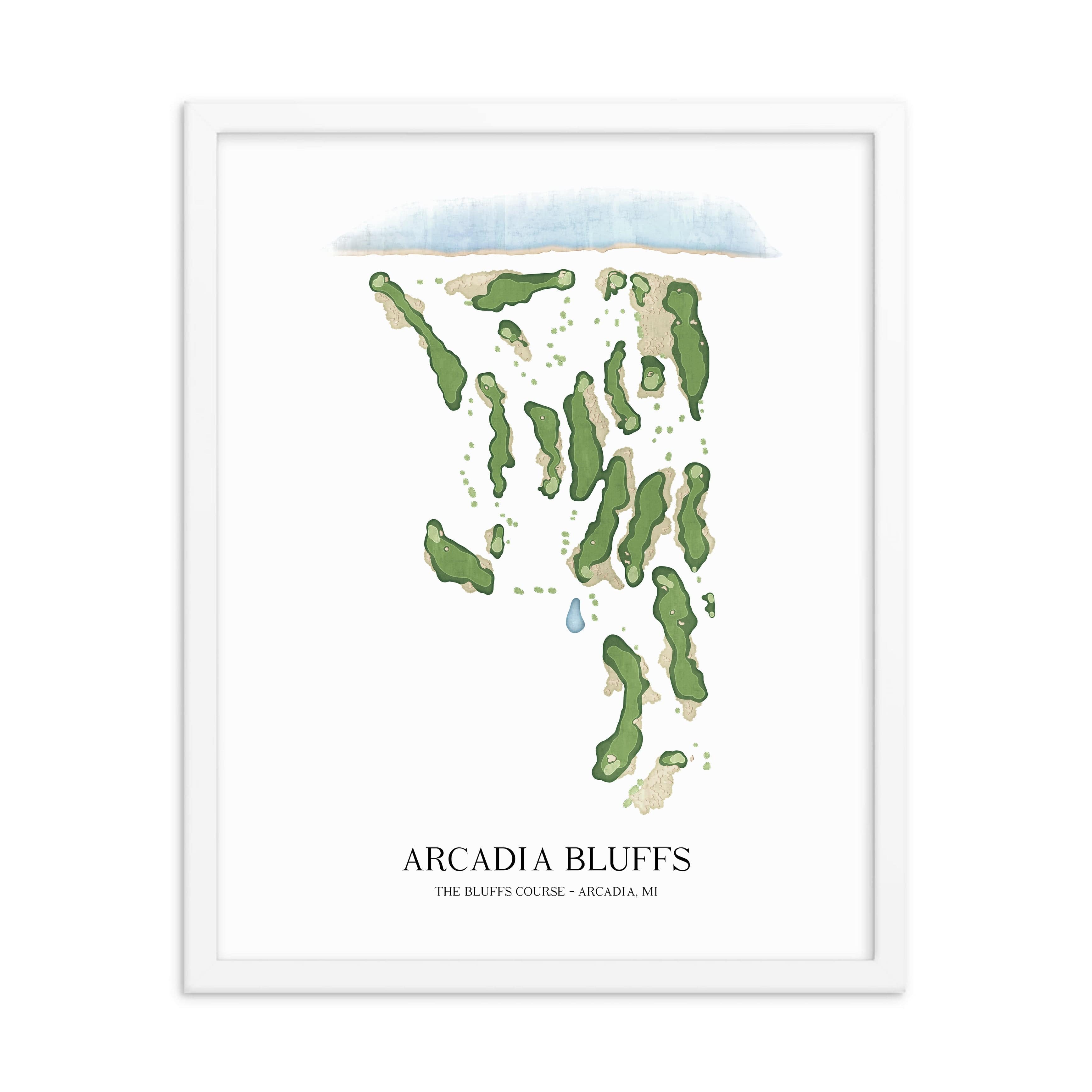 The 19th Hole Golf Shop - Golf Course Prints -  8" x 10" / White Arcadia Bluffs Golf Course Map