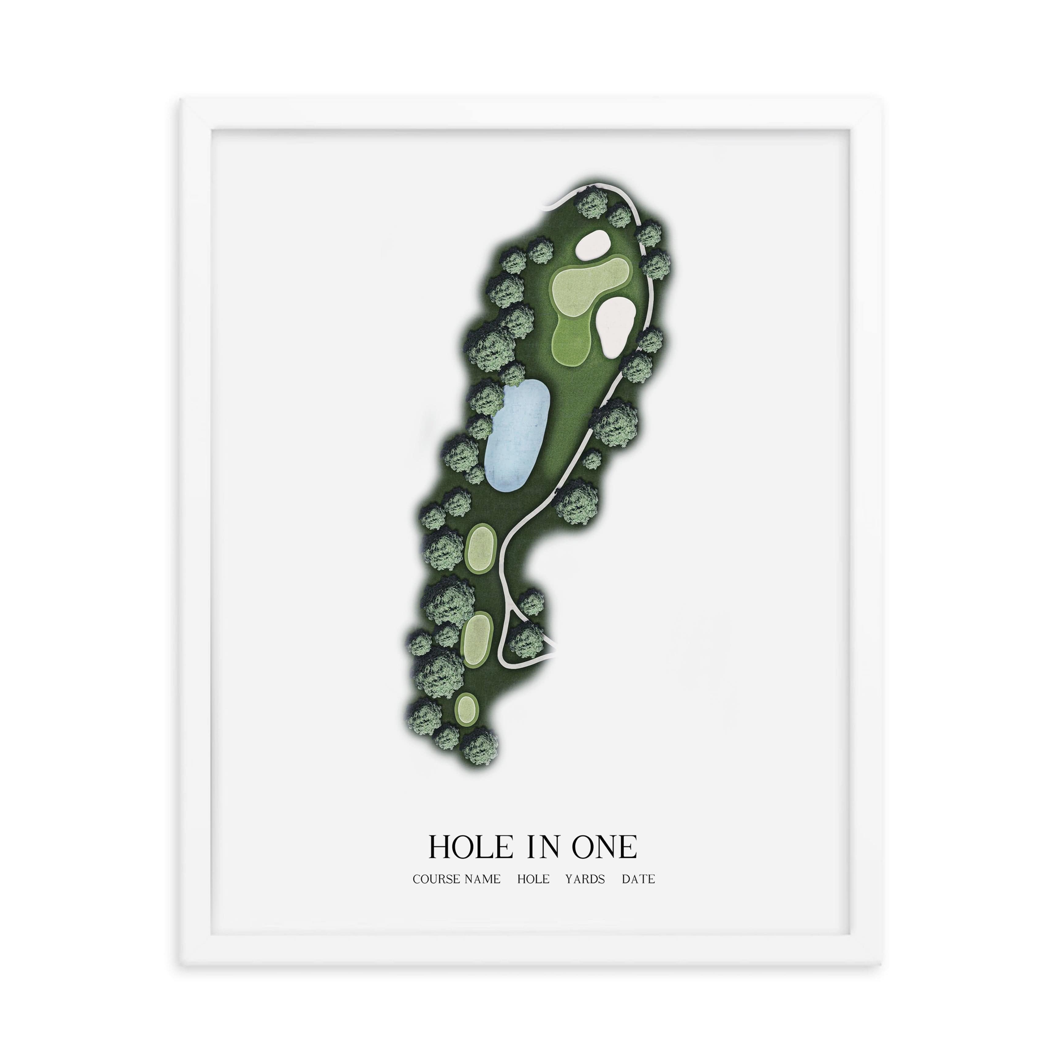 The 19th Hole Golf Shop - Golf Course Prints -  8" x 10" / White -Hole in One- Golf Course Map