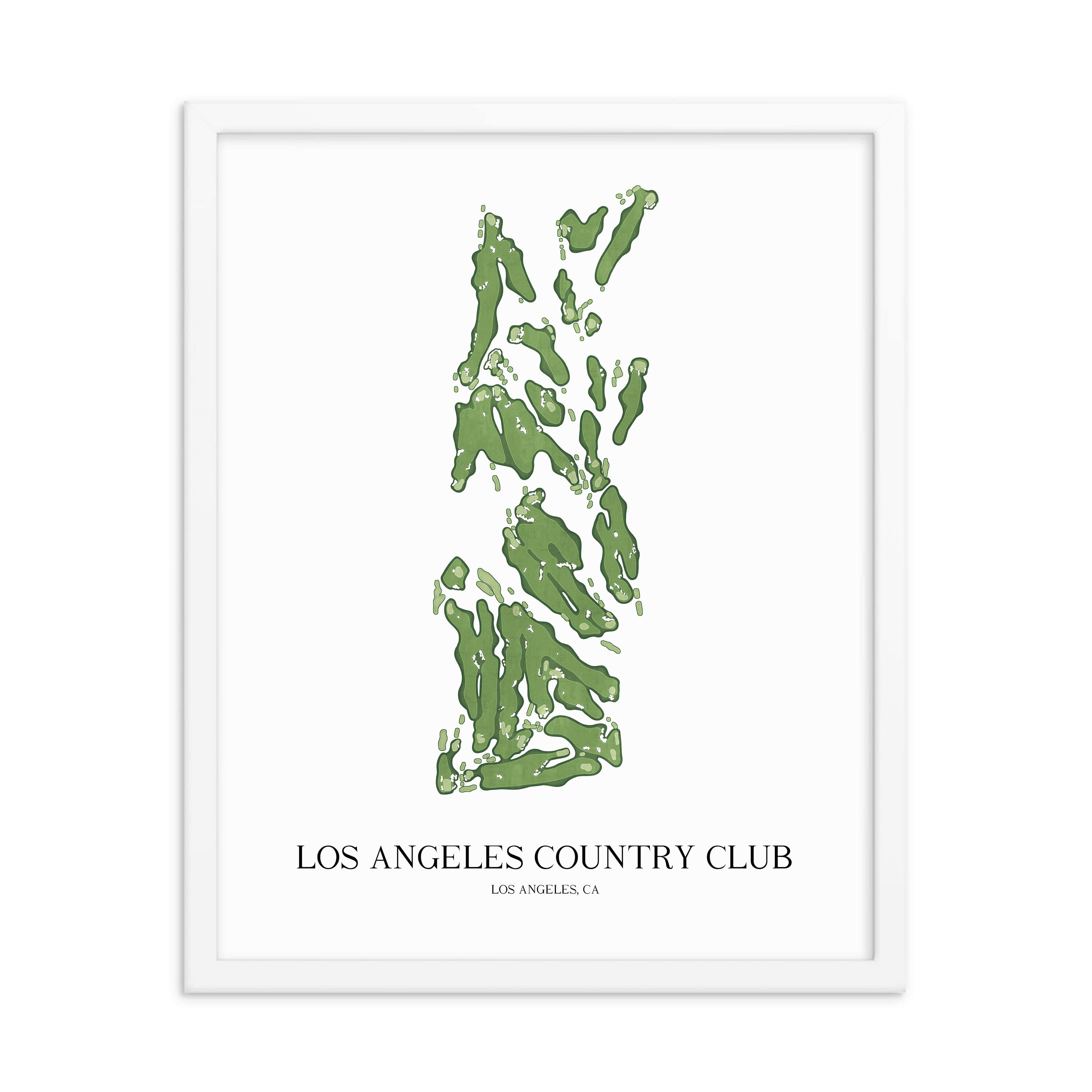 The 19th Hole Golf Shop - Golf Course Prints -  8" x 10" / White Los Angeles Country Club Golf Course Map Golf Map