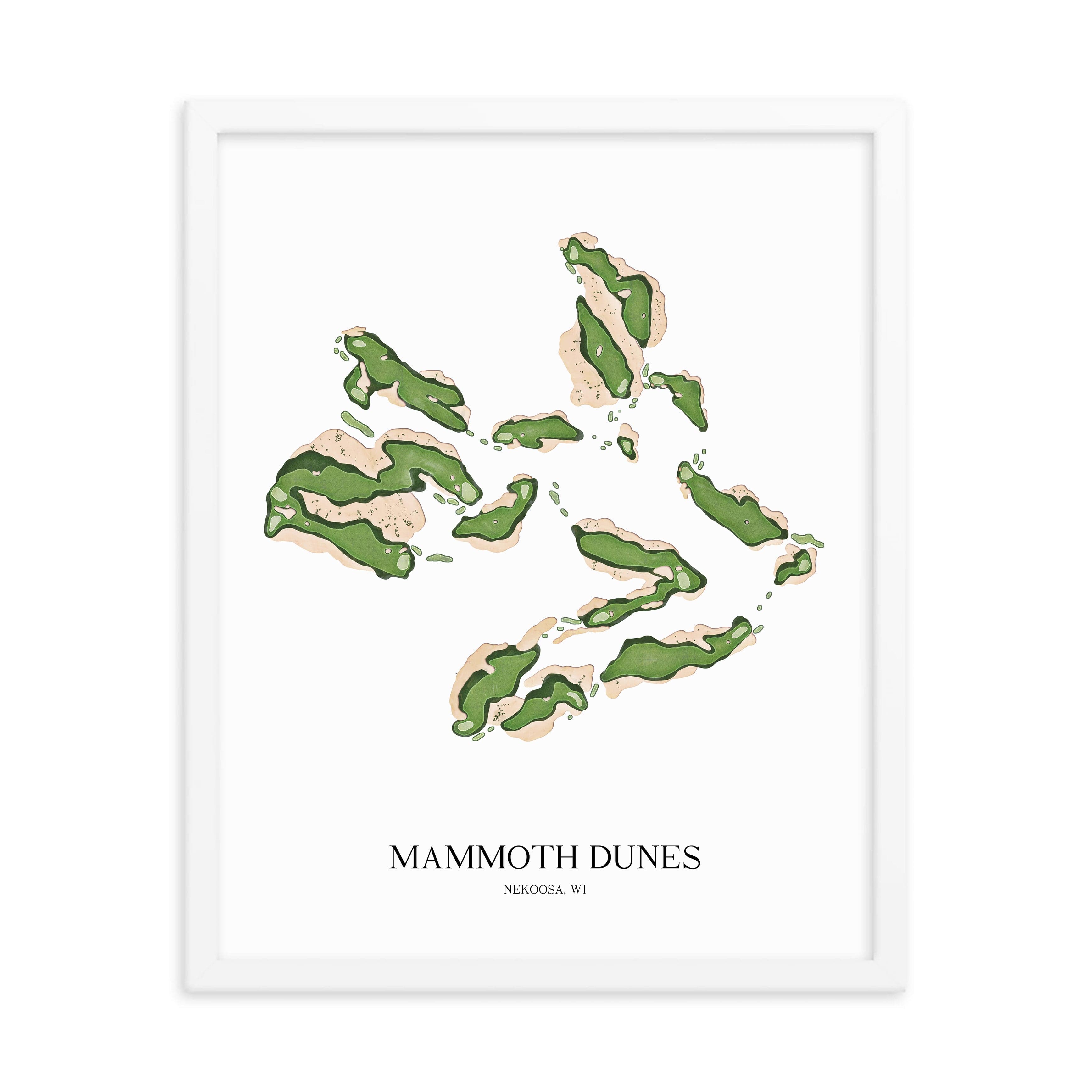 The 19th Hole Golf Shop - Golf Course Prints -  8" x 10" / White Mammoth Dunes Golf Course Map