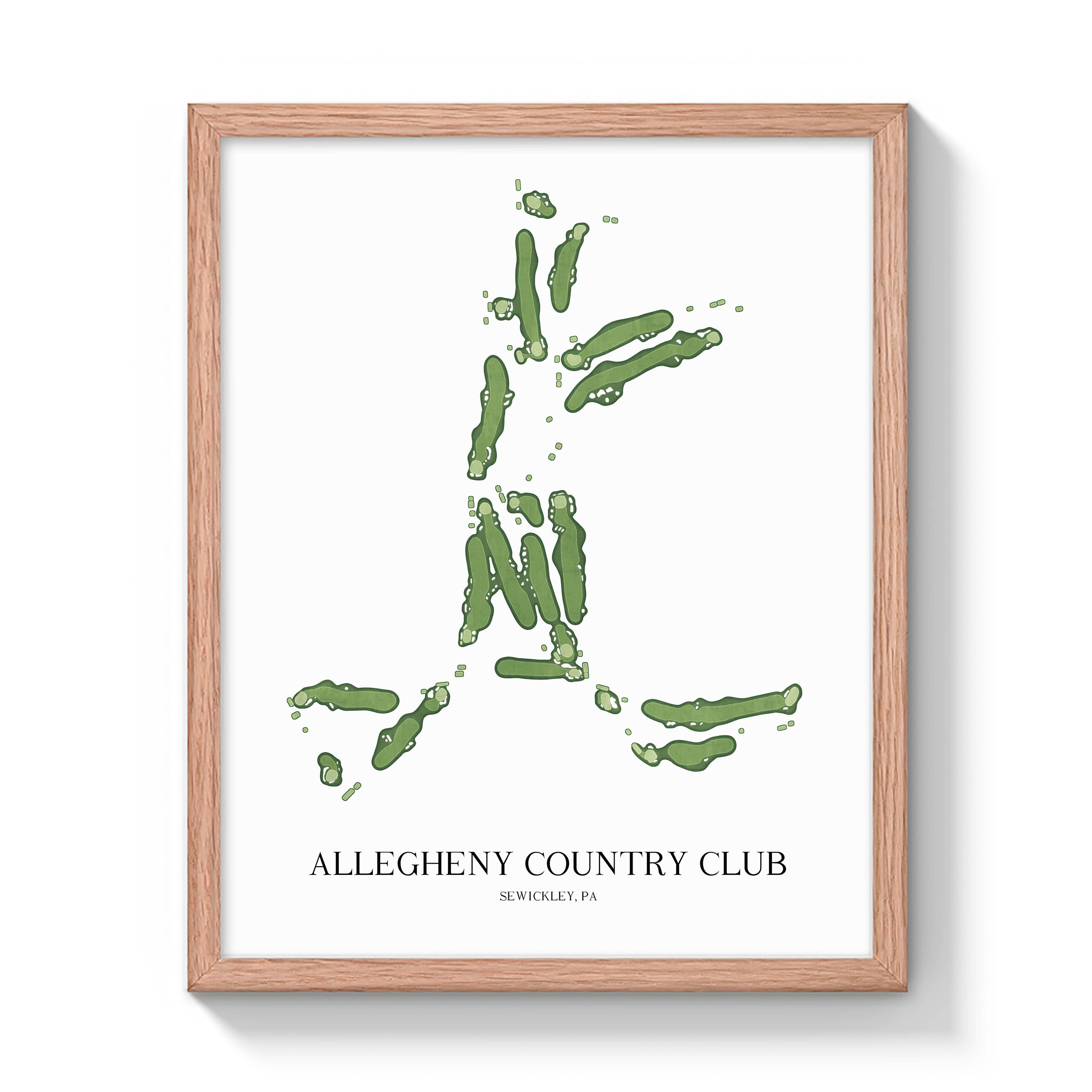 The 19th Hole Golf Shop - Golf Course Prints -  Allegheny Country Club Golf Course Map Golf Map