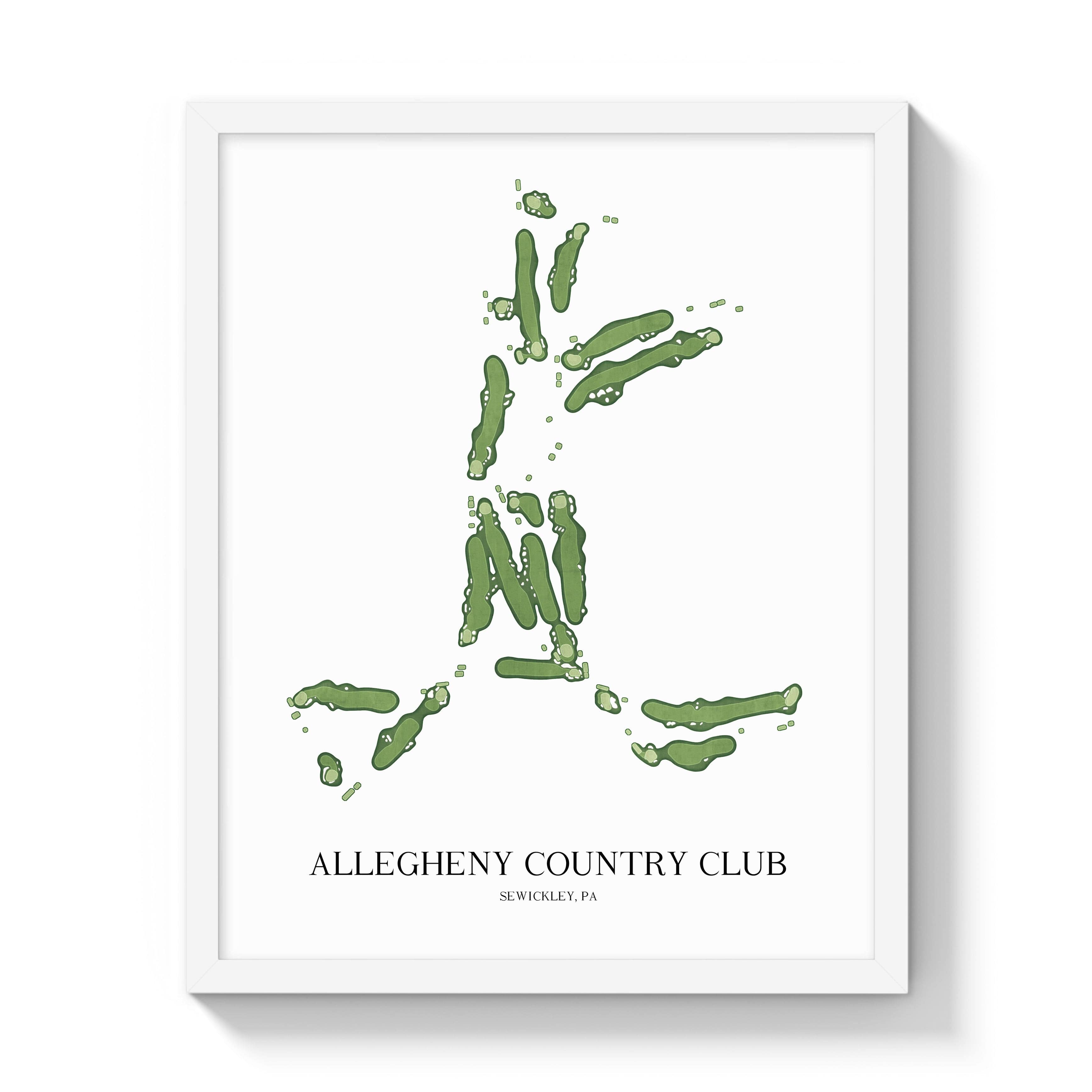 The 19th Hole Golf Shop - Golf Course Prints -  Allegheny Country Club Golf Course Map Golf Map