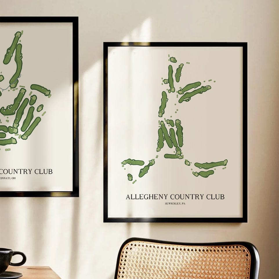 The 19th Hole Golf Shop - Golf Course Prints -  Allegheny Country Club Golf Course Map Golf Map