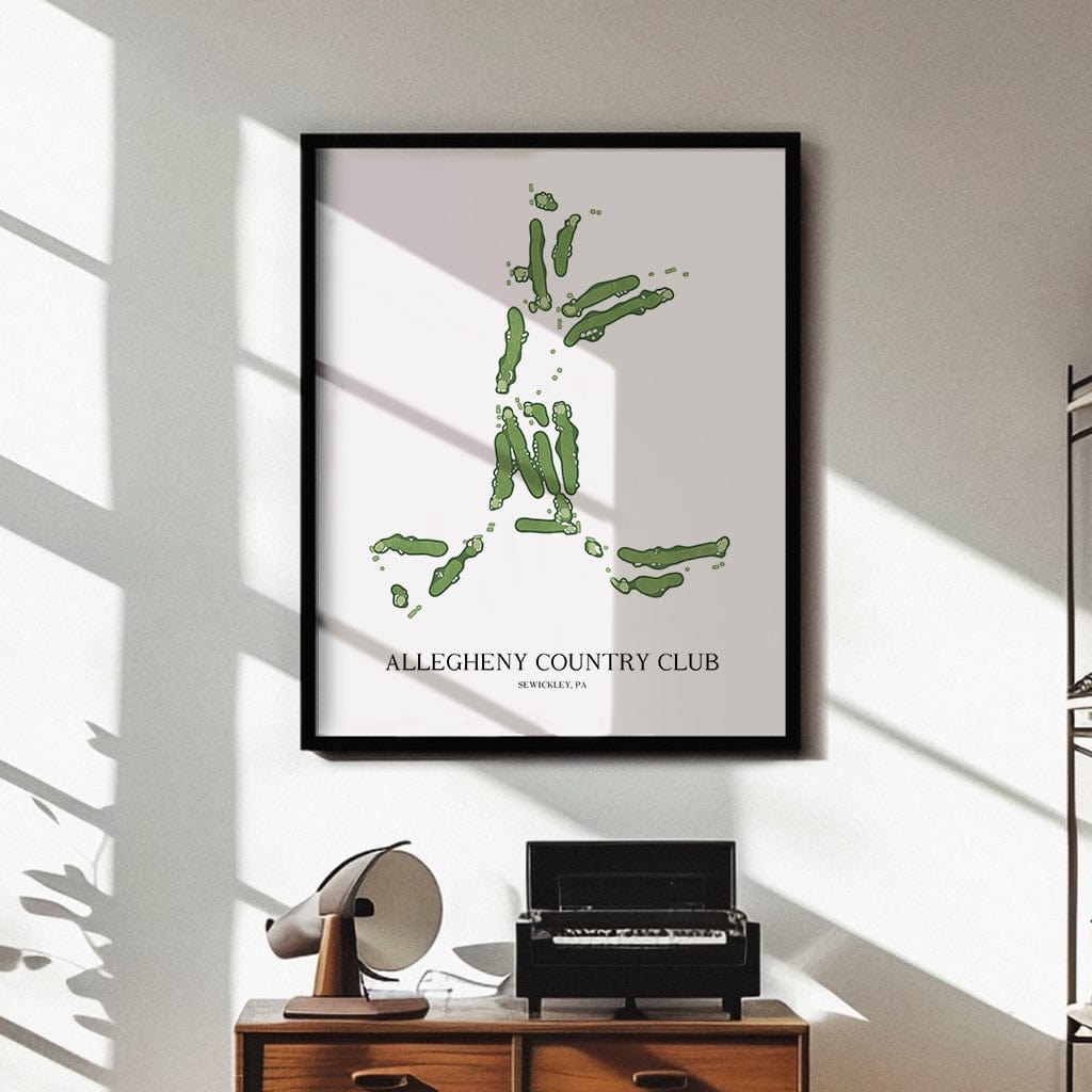 The 19th Hole Golf Shop - Golf Course Prints -  Allegheny Country Club Golf Course Map Golf Map