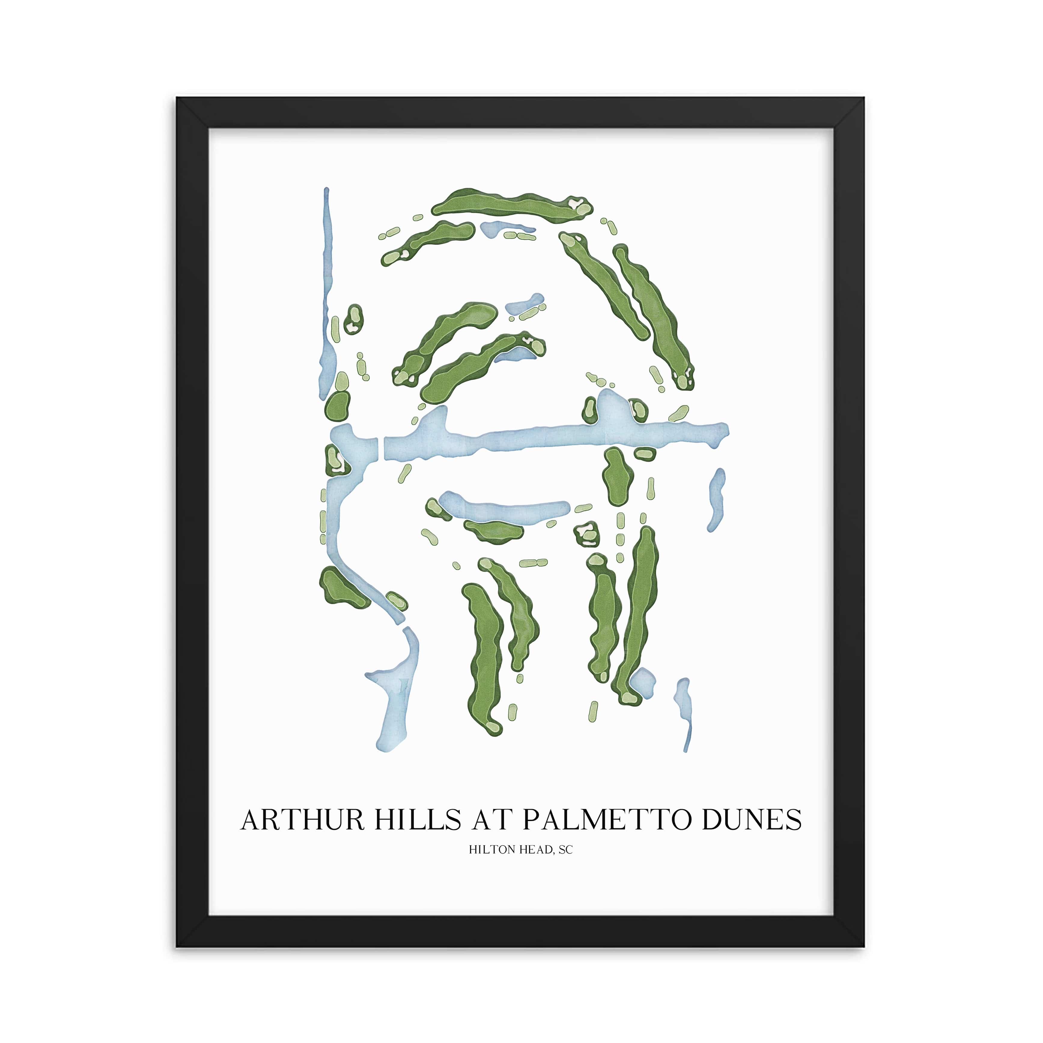 The 19th Hole Golf Shop - Golf Course Prints -  Arthur Hills at Palmetto Dunes Golf Course Map Golf Map