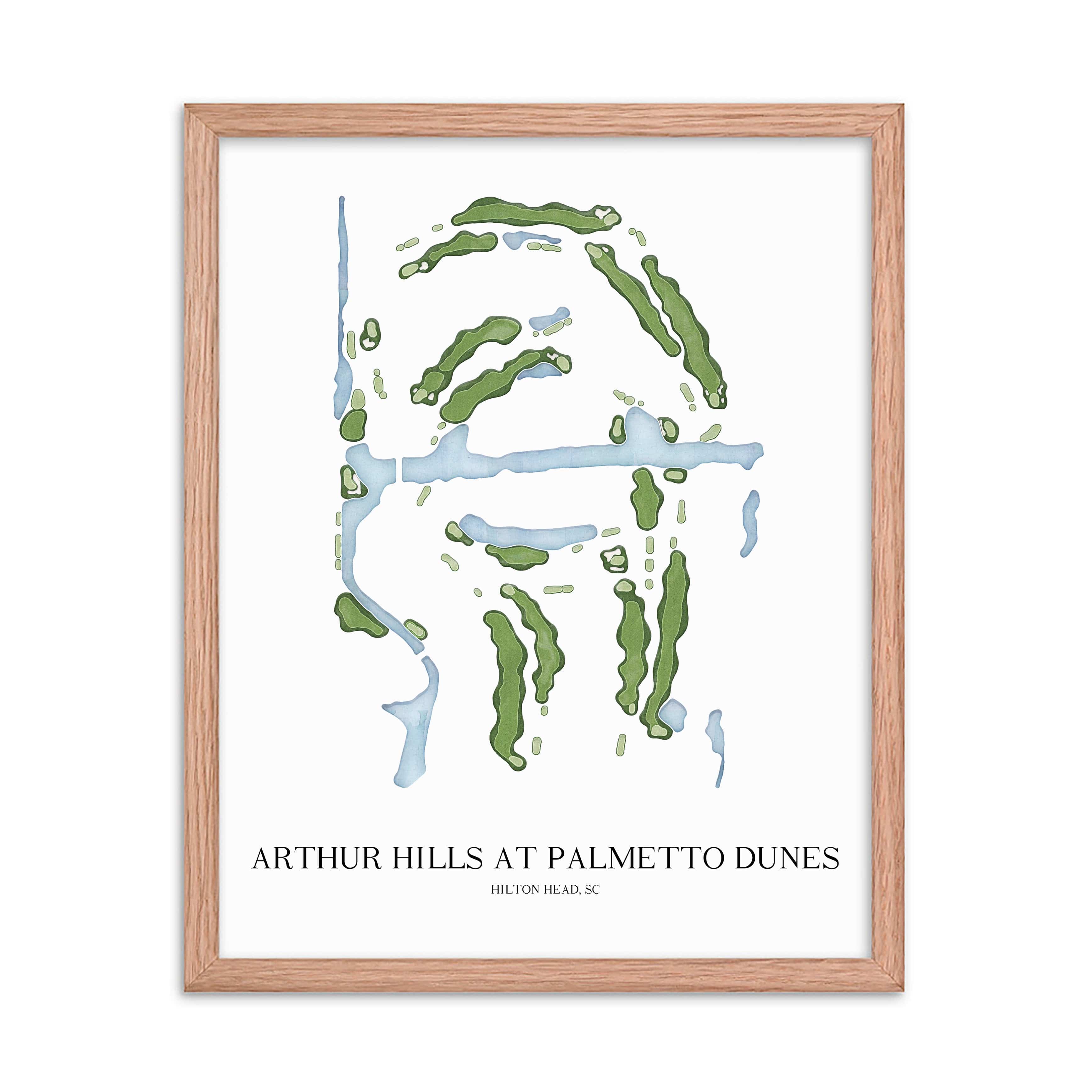 The 19th Hole Golf Shop - Golf Course Prints -  Arthur Hills at Palmetto Dunes Golf Course Map Golf Map