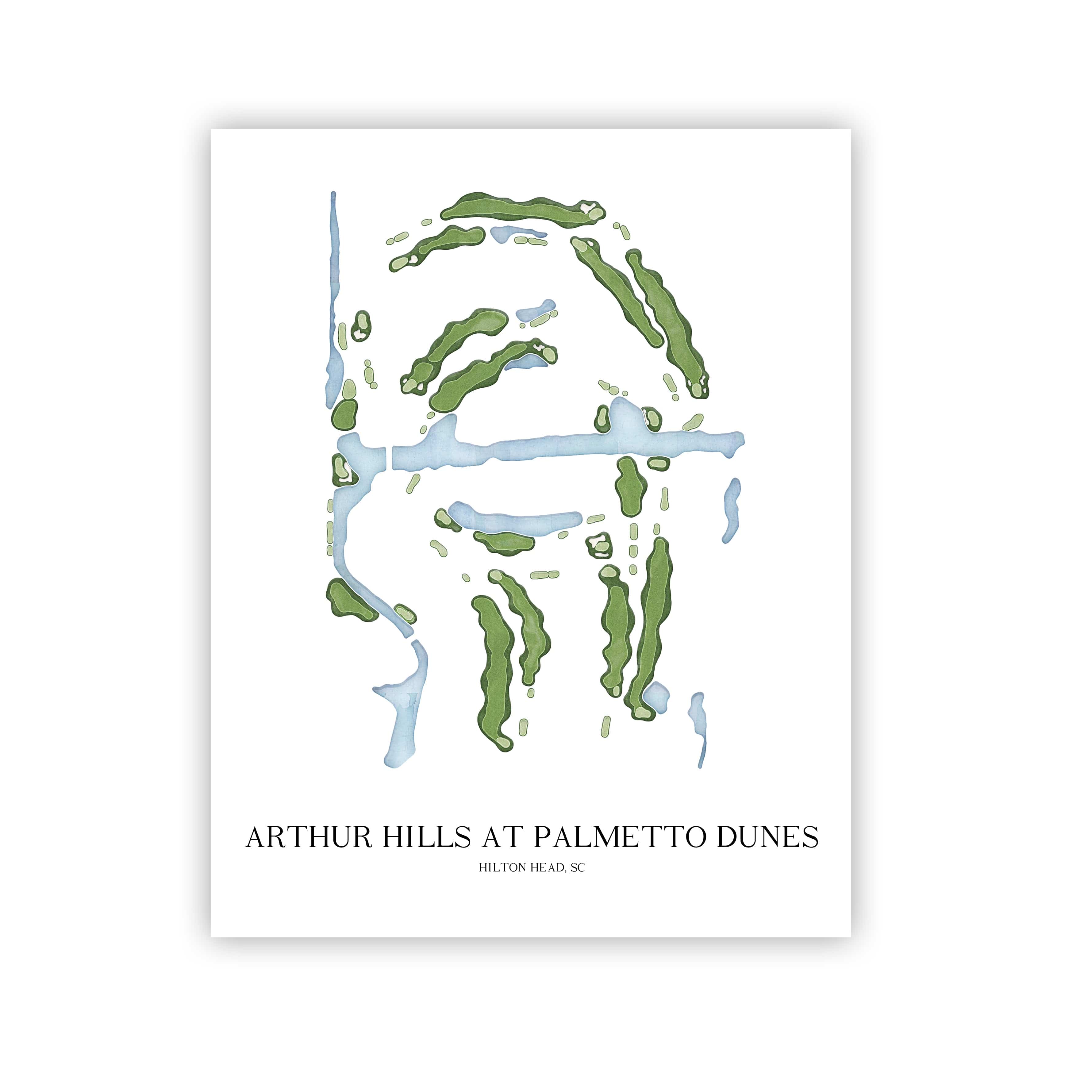 The 19th Hole Golf Shop - Golf Course Prints -  Arthur Hills at Palmetto Dunes Golf Course Map Golf Map