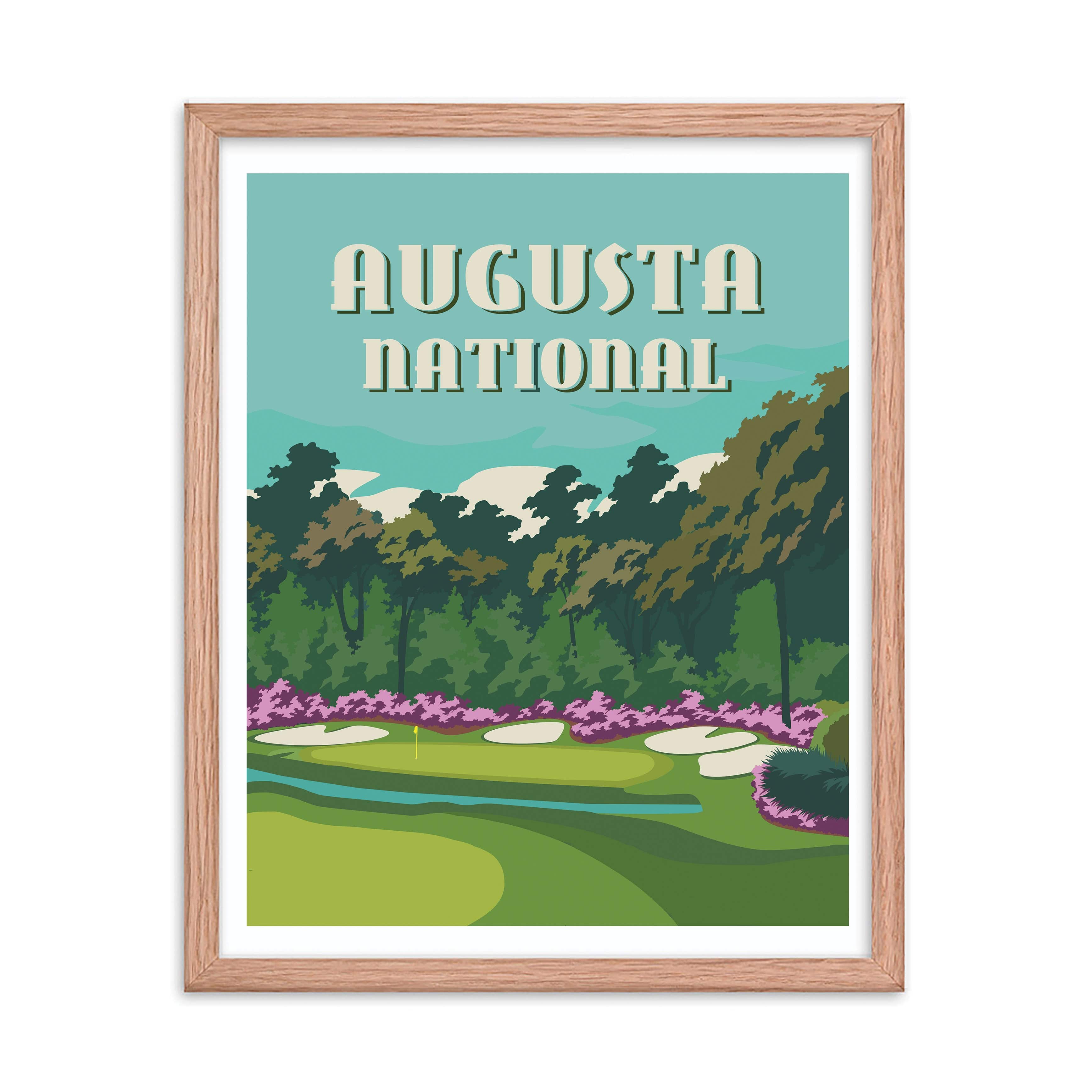 The 19th Hole Golf Shop - Golf Course Prints -  Augusta - Amens Corner Golf Course Map Golf Map