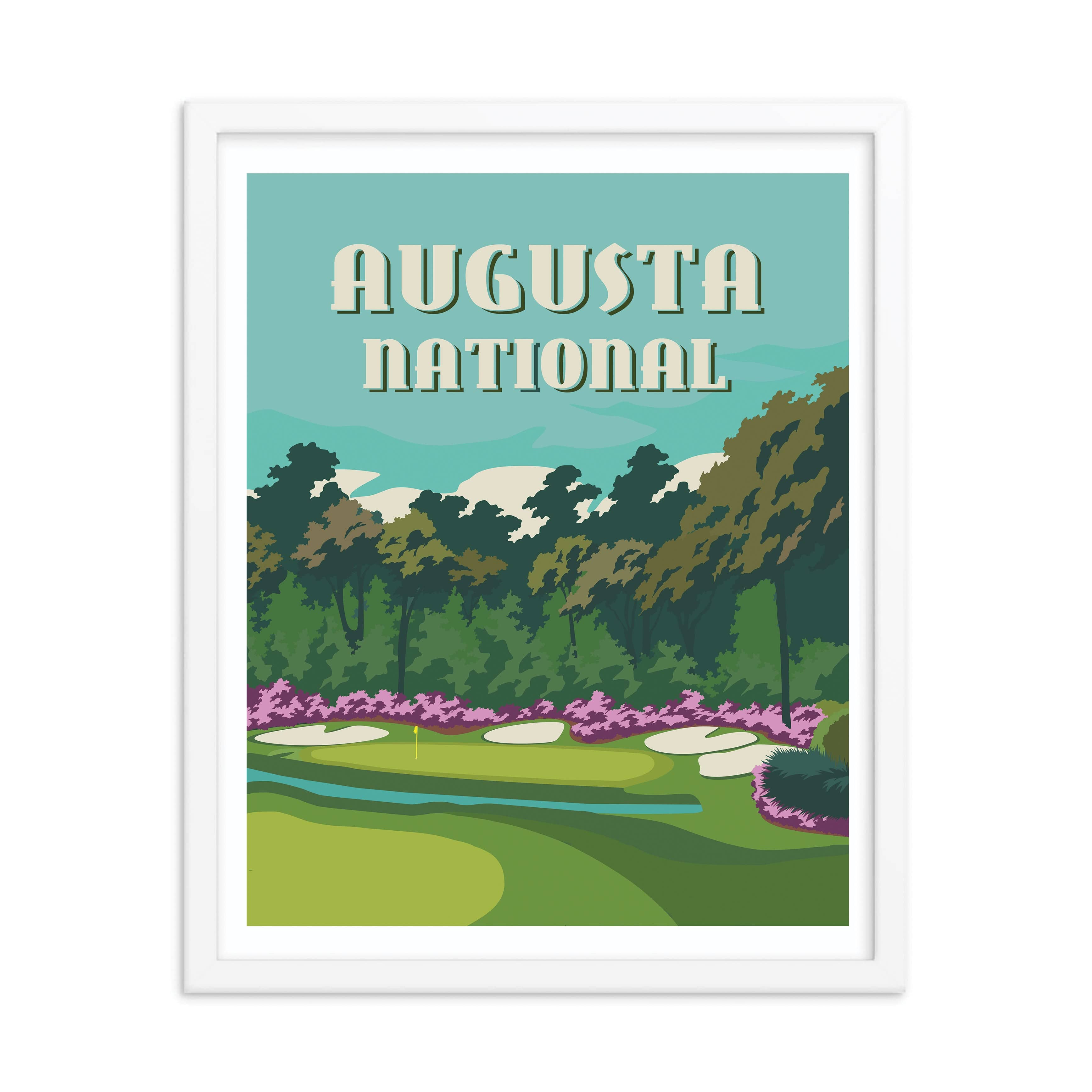 The 19th Hole Golf Shop - Golf Course Prints -  Augusta - Amens Corner Golf Course Map Golf Map