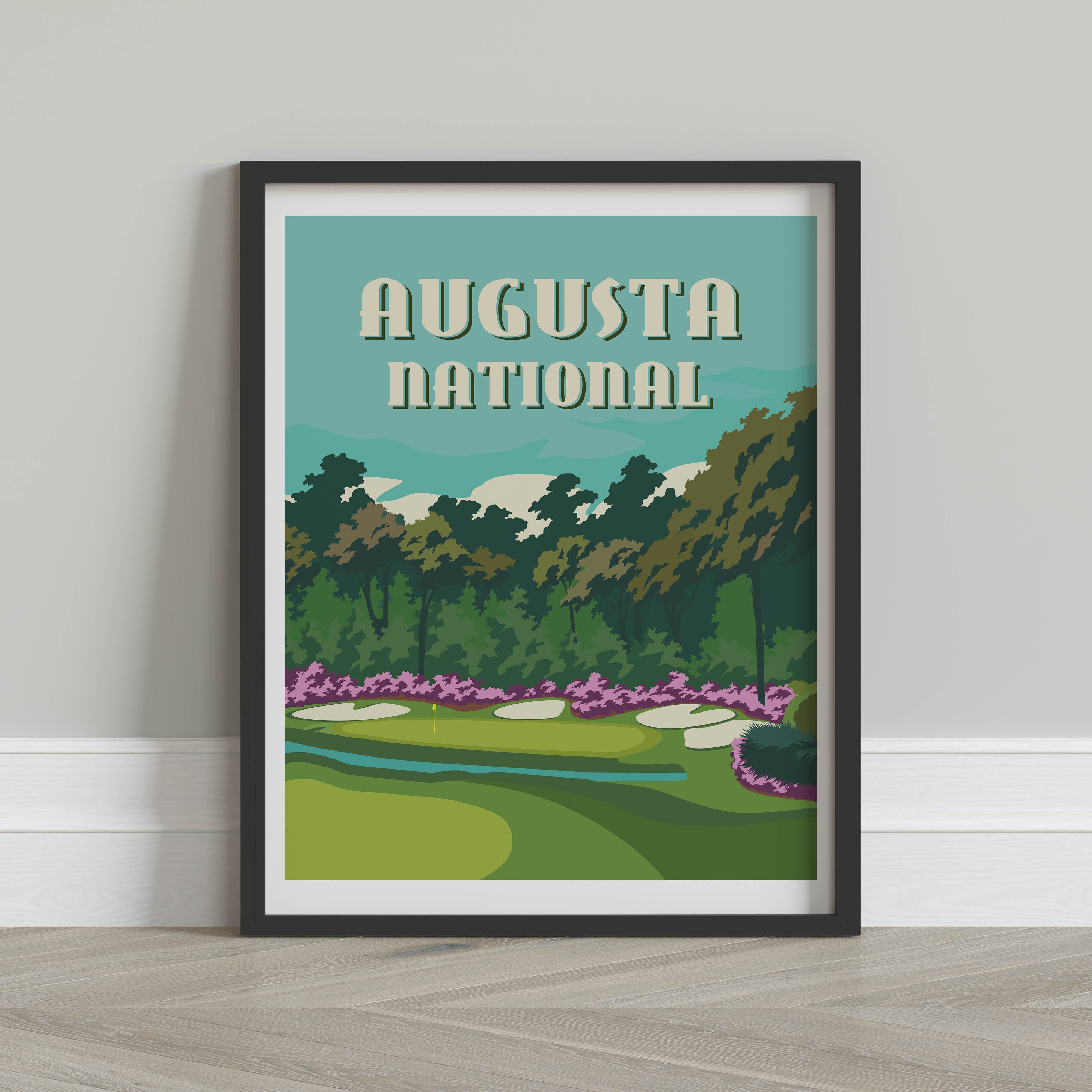 The 19th Hole Golf Shop - Golf Course Prints -  Augusta - Amens Corner Golf Course Map Golf Map