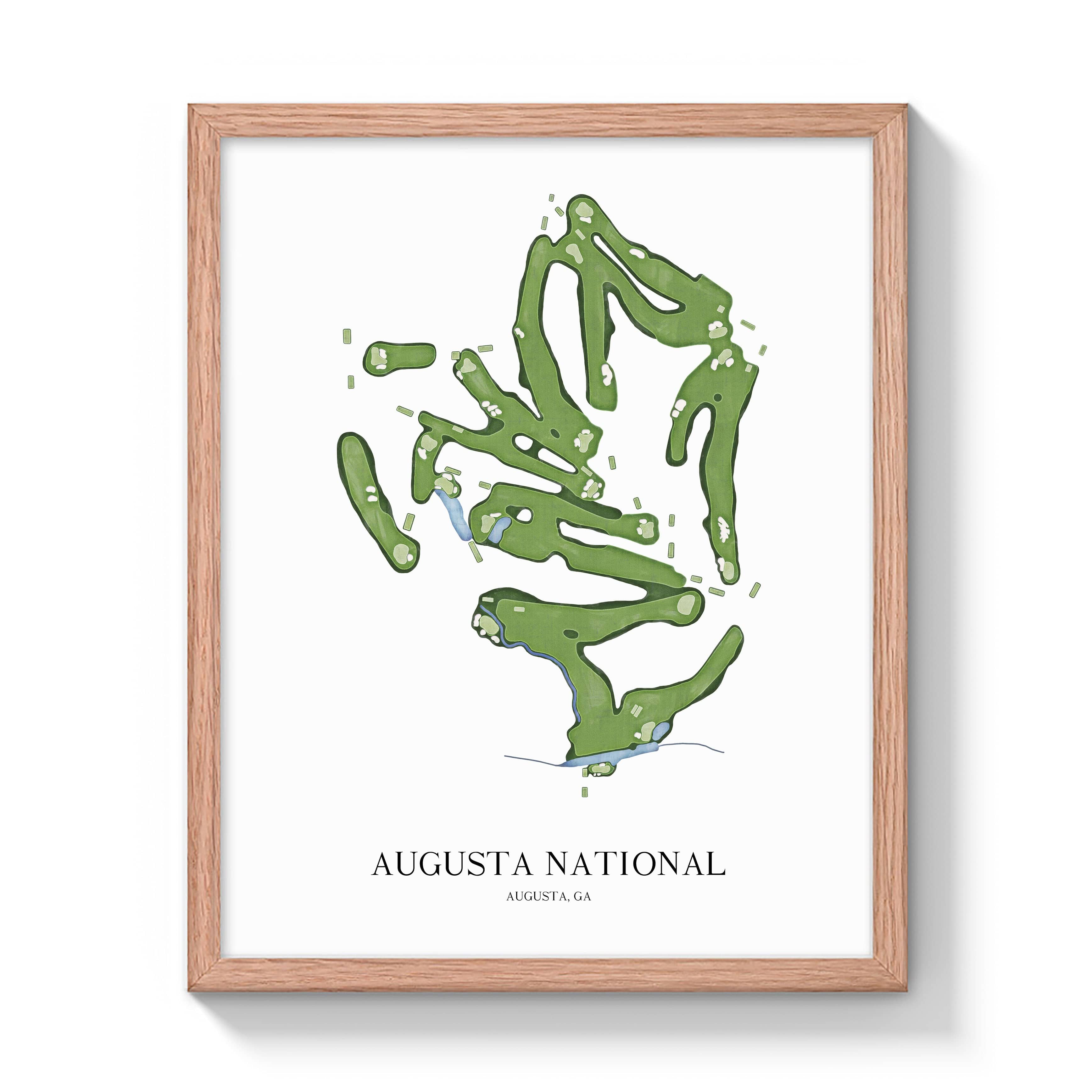 The 19th Hole Golf Shop - Golf Course Prints -  Augusta National Golf Course Map Golf Map