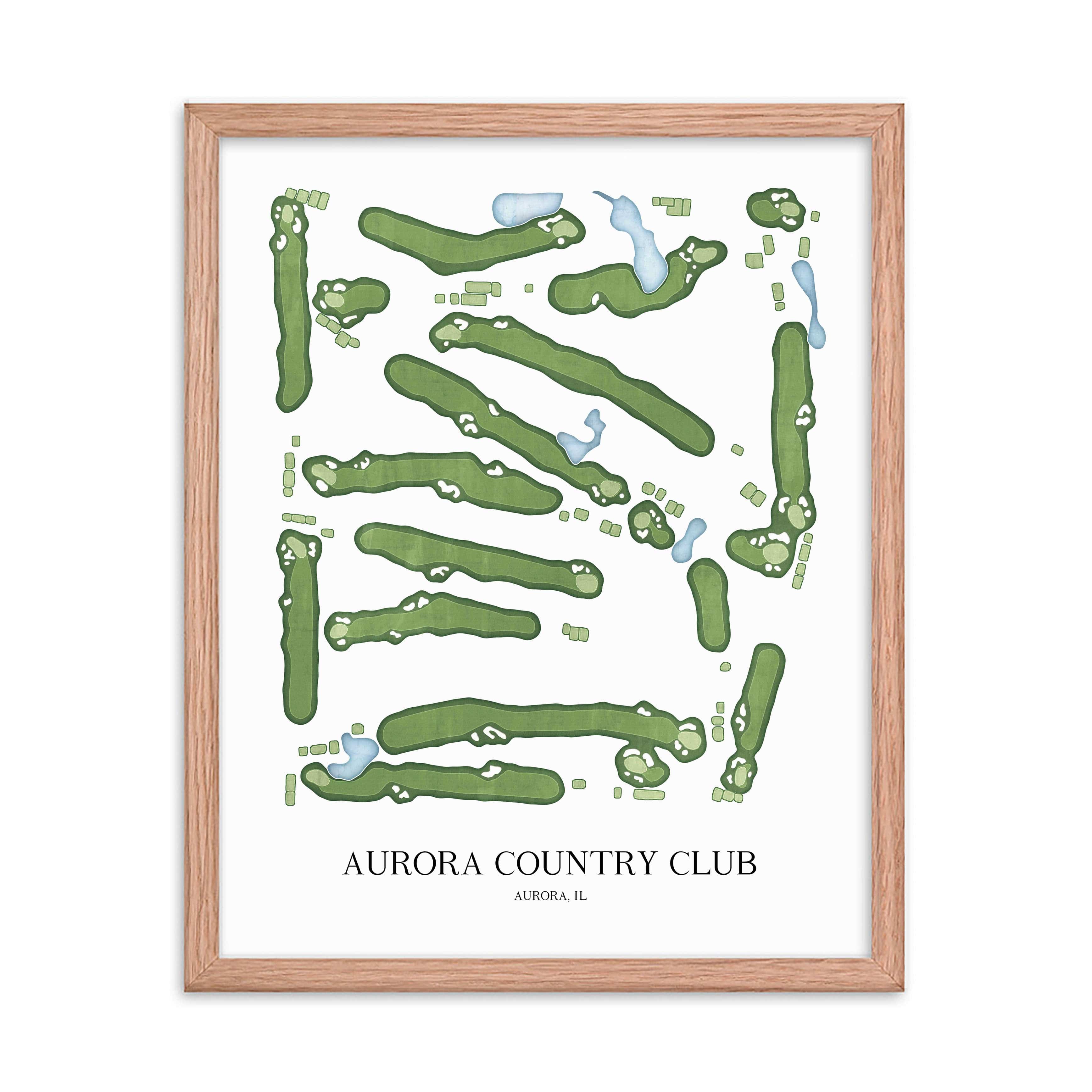 The 19th Hole Golf Shop - Golf Course Prints -  Aurora Country Club Golf Course Map Golf Map