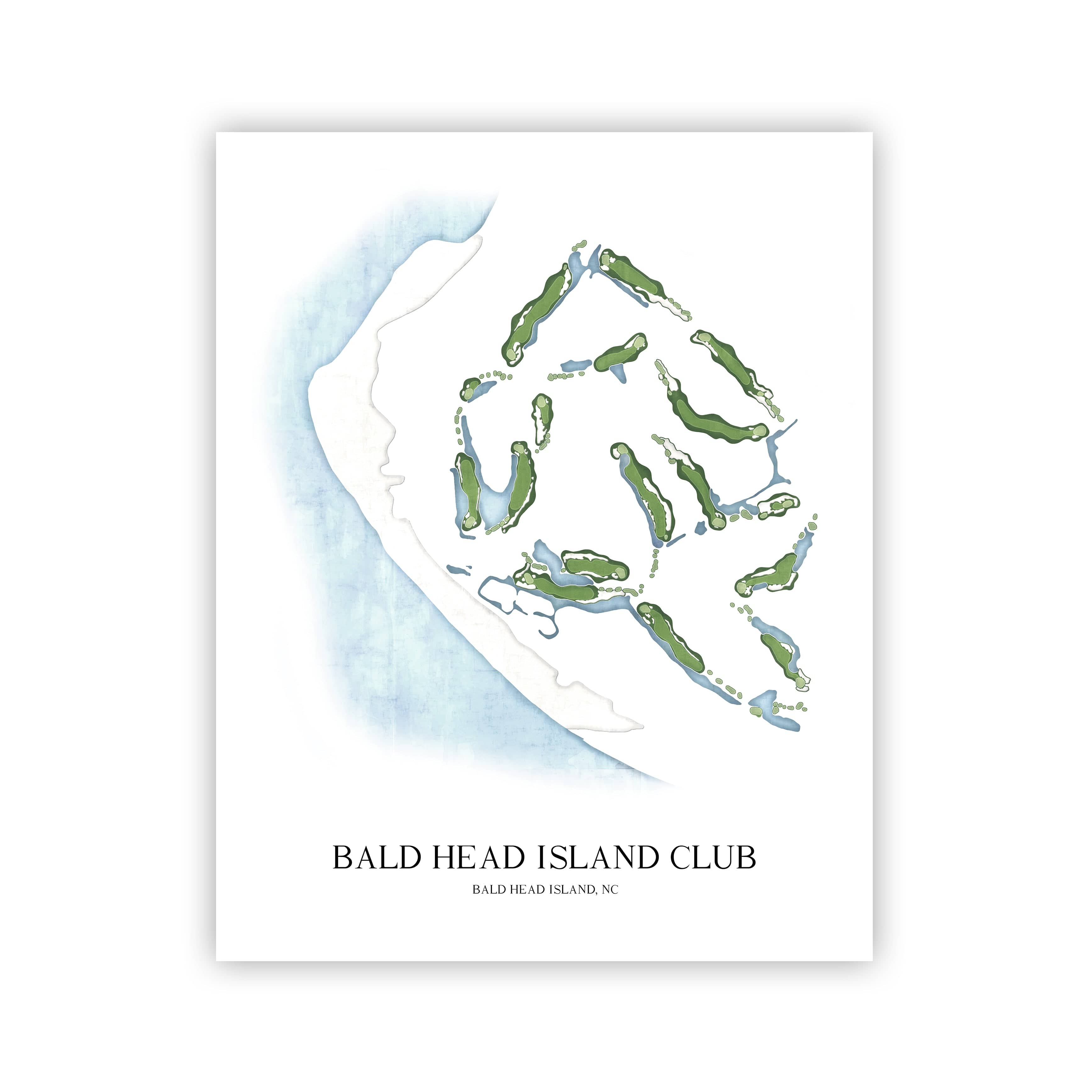 The 19th Hole Golf Shop - Golf Course Prints -  Bald Head Island Club Golf Course Map Golf Map