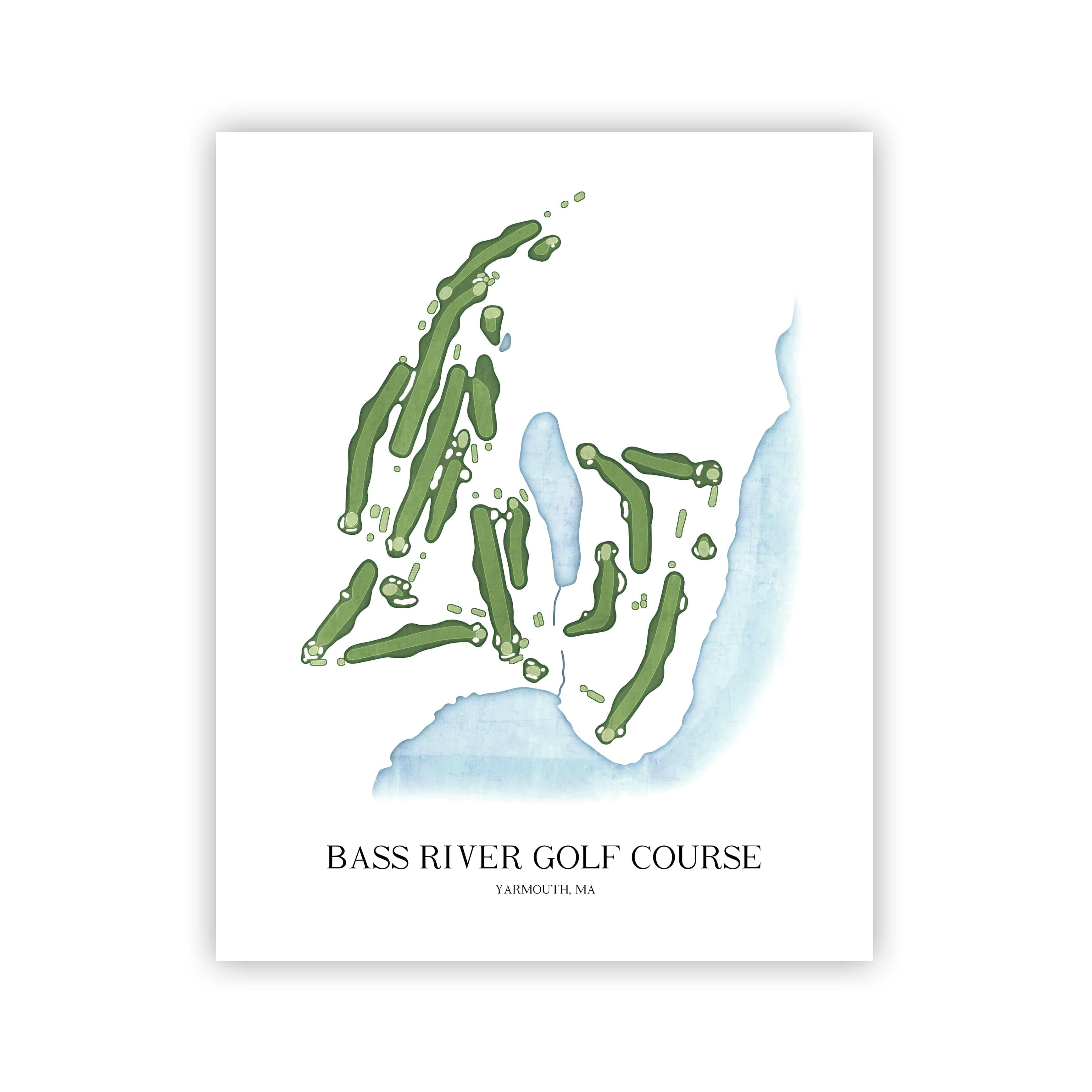 The 19th Hole Golf Shop - Golf Course Prints -  Bass River Golf Course Golf Course Map