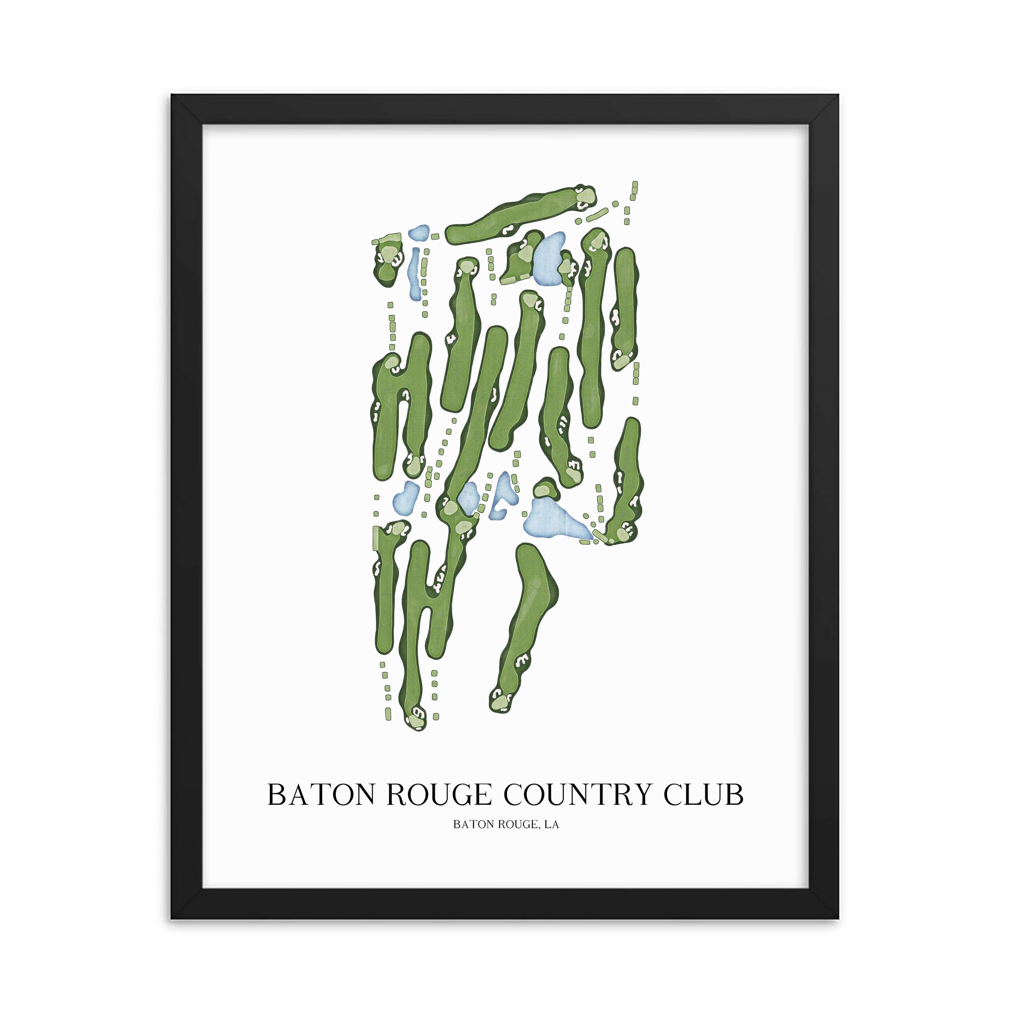 The 19th Hole Golf Shop - Golf Course Prints -  Baton Rouge Country Club Golf Course Map Golf Map