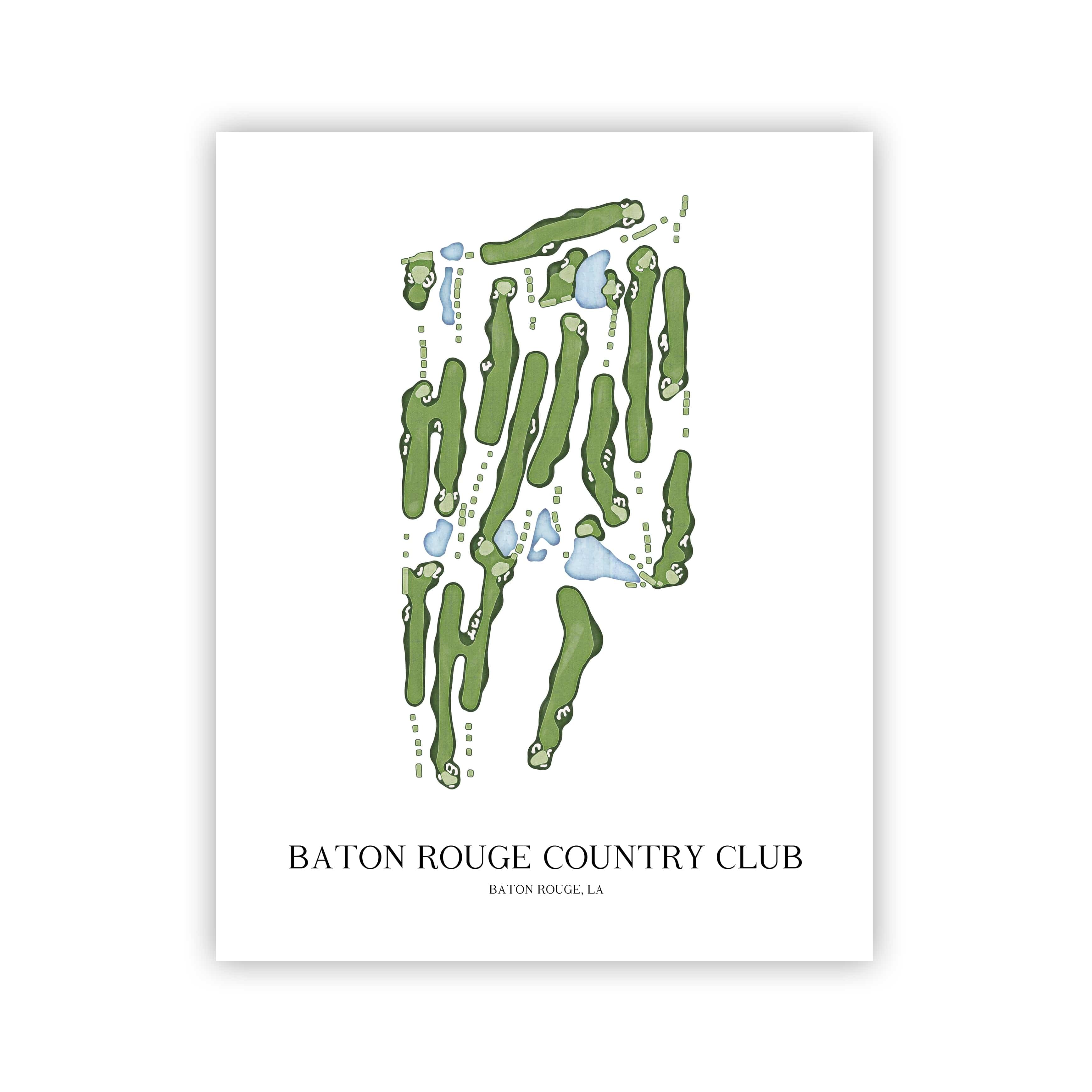 The 19th Hole Golf Shop - Golf Course Prints -  Baton Rouge Country Club Golf Course Map Golf Map