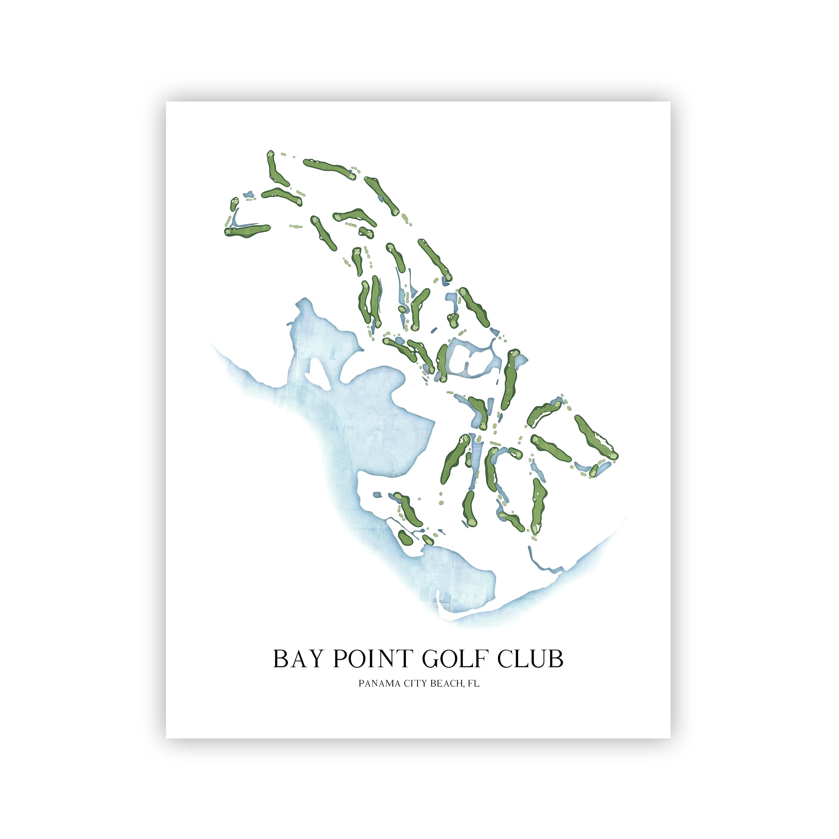 The 19th Hole Golf Shop - Golf Course Prints -  Bay Point Golf Club Golf Course Map Golf Map