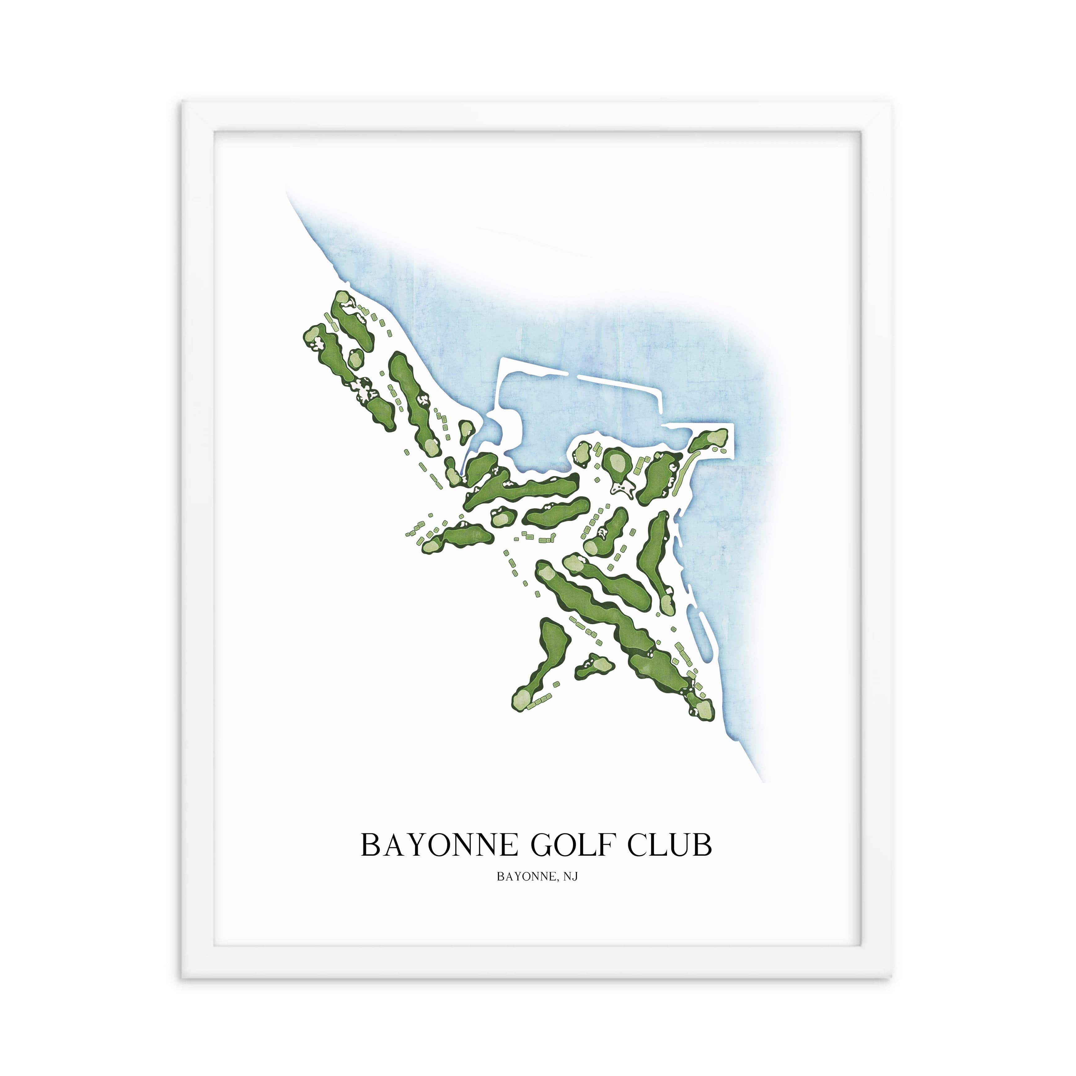 The 19th Hole Golf Shop - Golf Course Prints -  Bayonne Golf Club Golf Course Map Golf Map