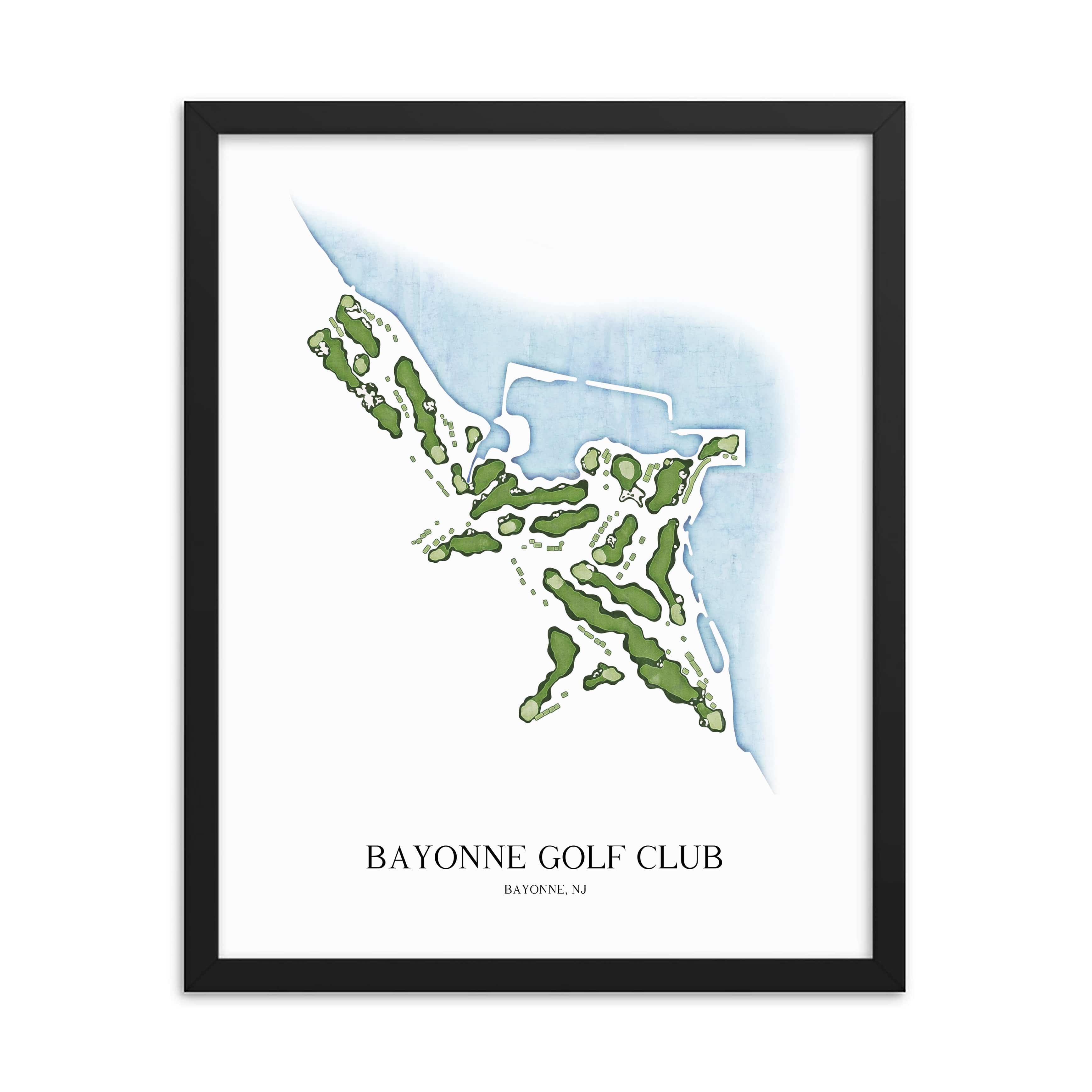 The 19th Hole Golf Shop - Golf Course Prints -  Bayonne Golf Club Golf Course Map Golf Map