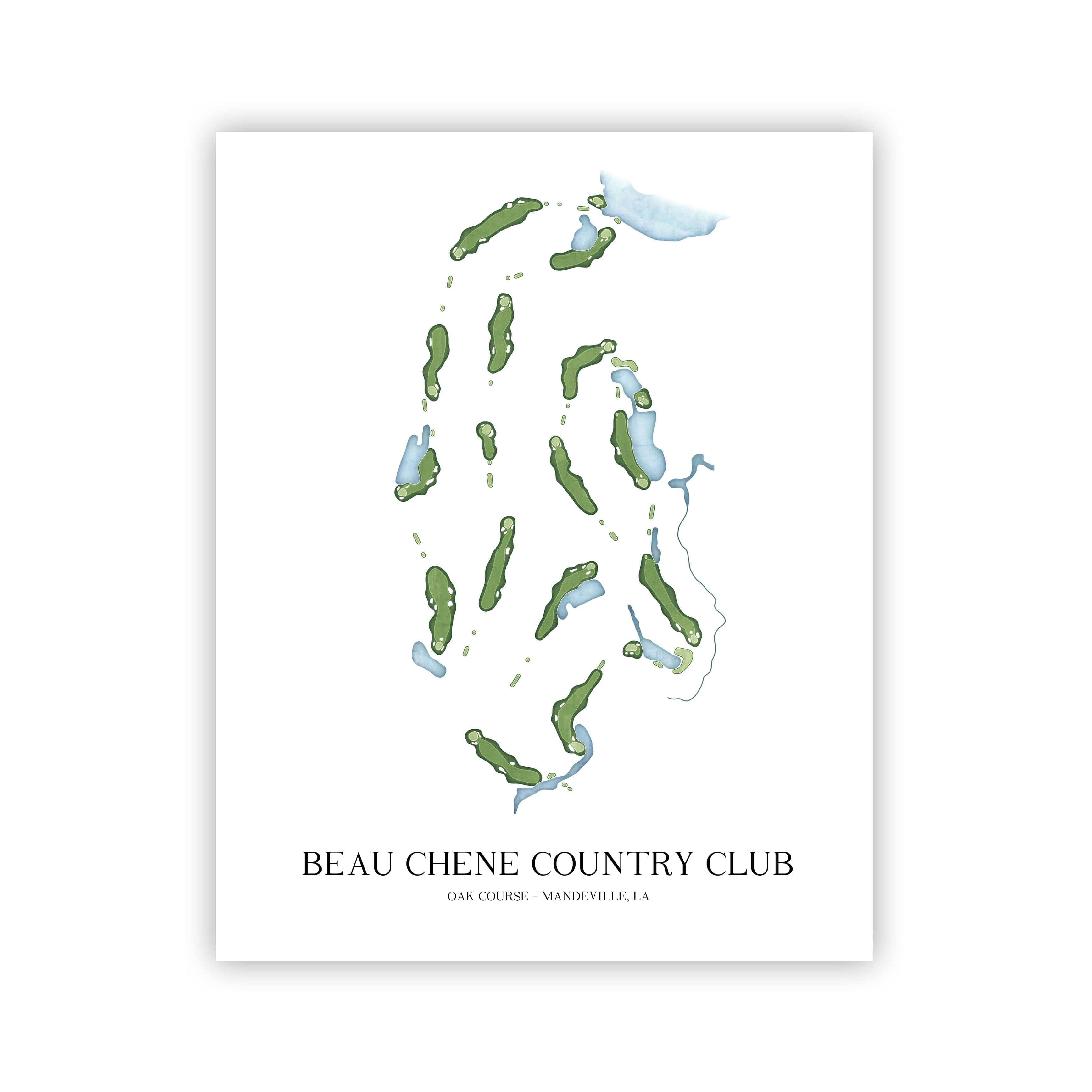 The 19th Hole Golf Shop - Golf Course Prints -  Beau Chene Country Club - Oak Golf Course Map