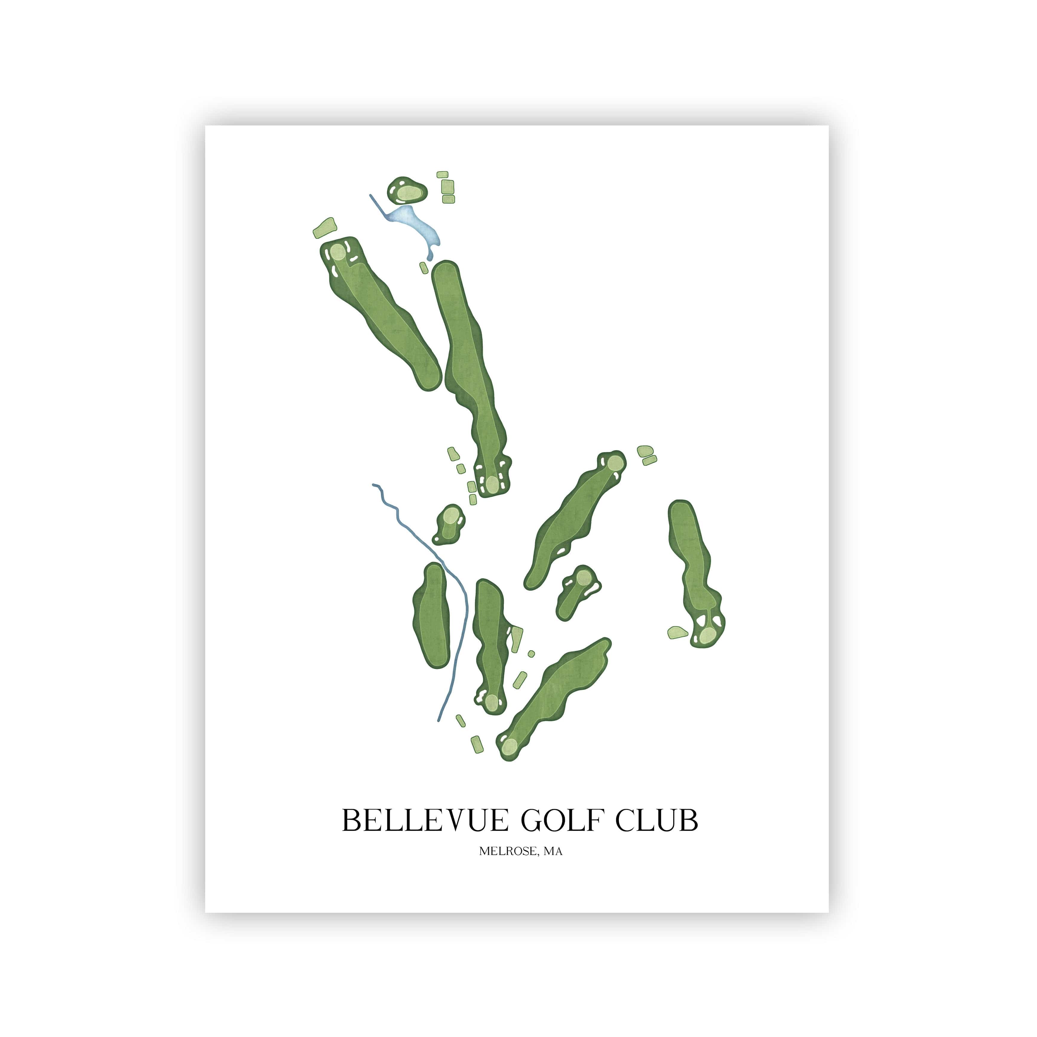 The 19th Hole Golf Shop - Golf Course Prints -  Bellevue Golf Club Golf Course Map Golf Map