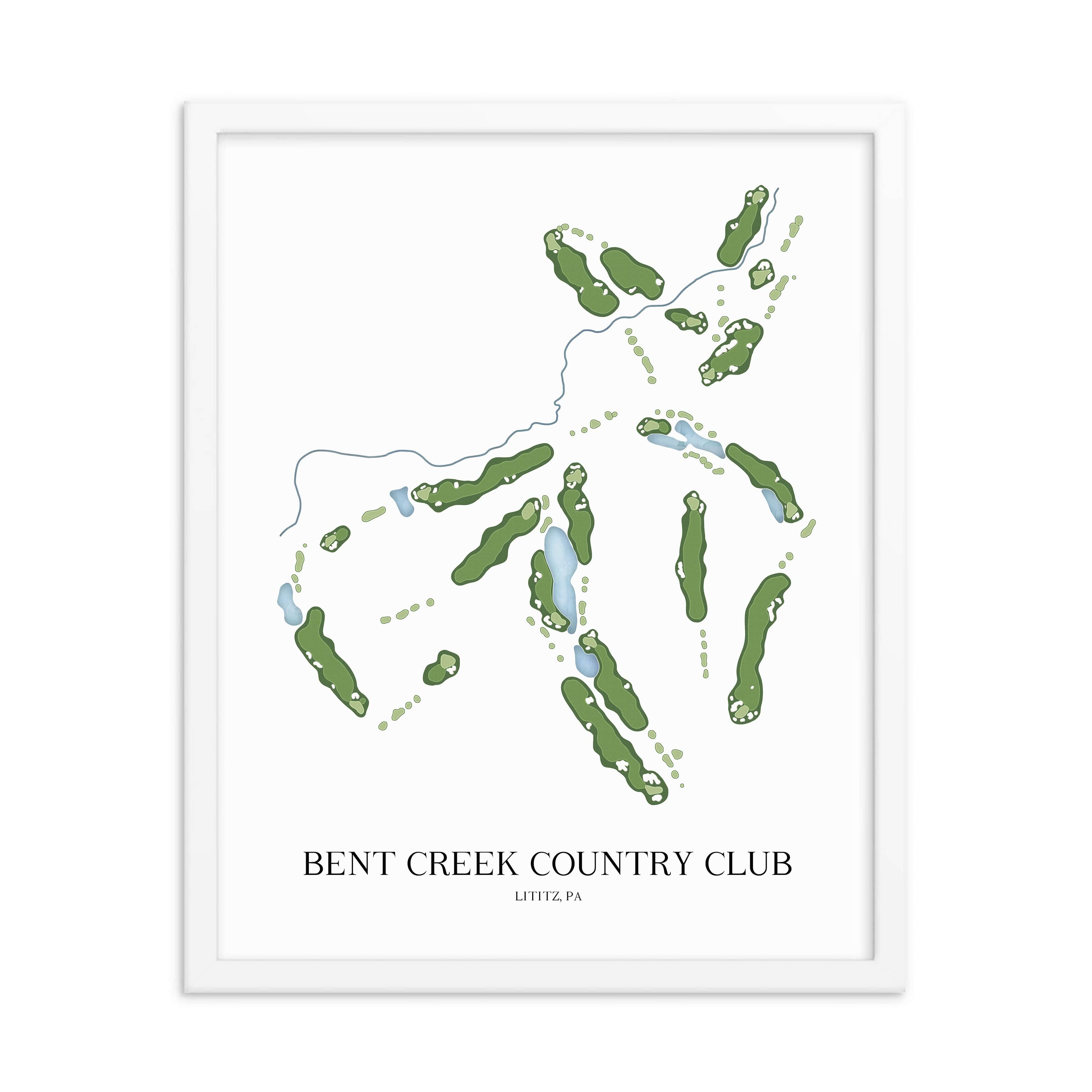 The 19th Hole Golf Shop - Golf Course Prints -  Bent Creek Country Club Golf Course Map Golf Map