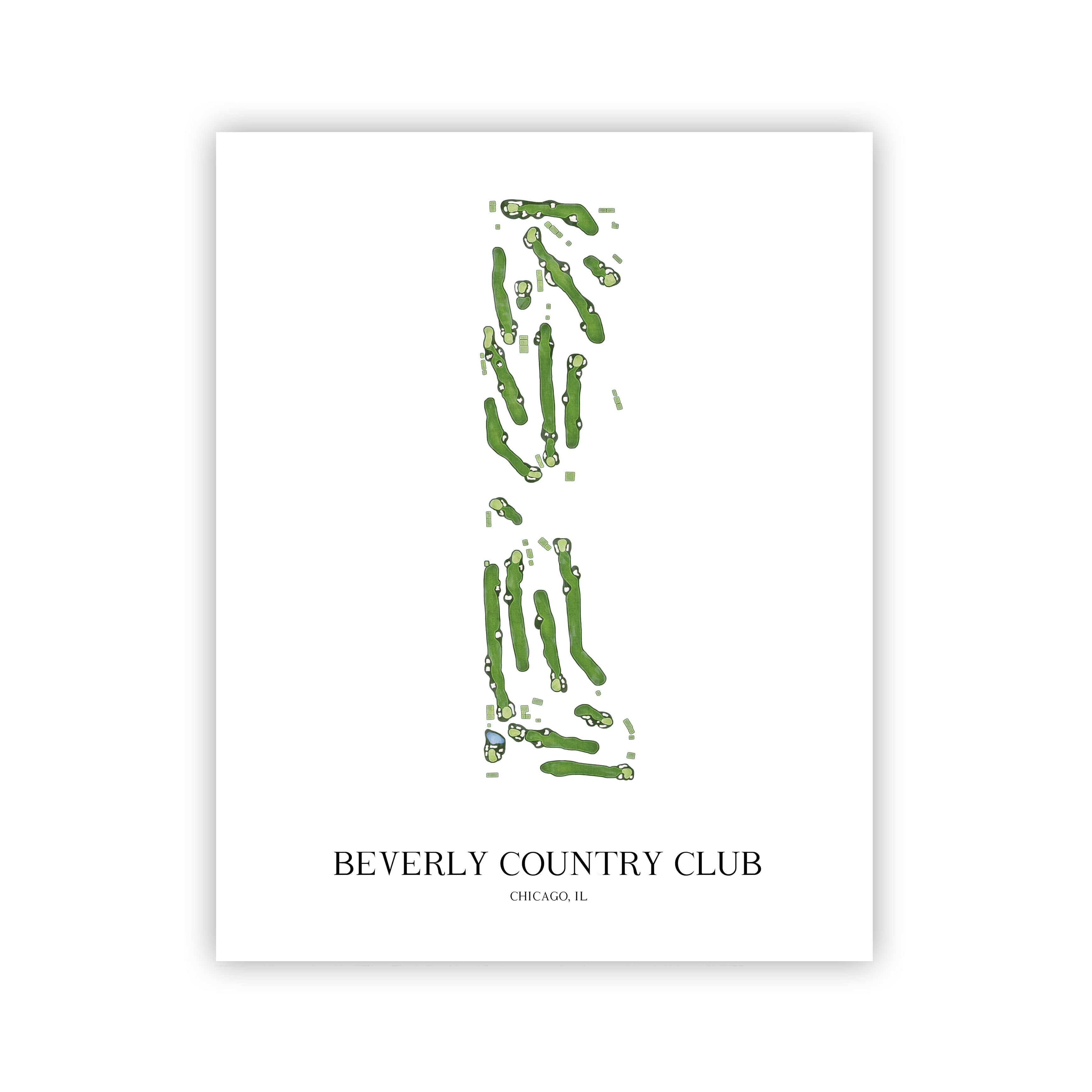 The 19th Hole Golf Shop - Golf Course Prints -  Beverly Country Club Golf Course Map Golf Map