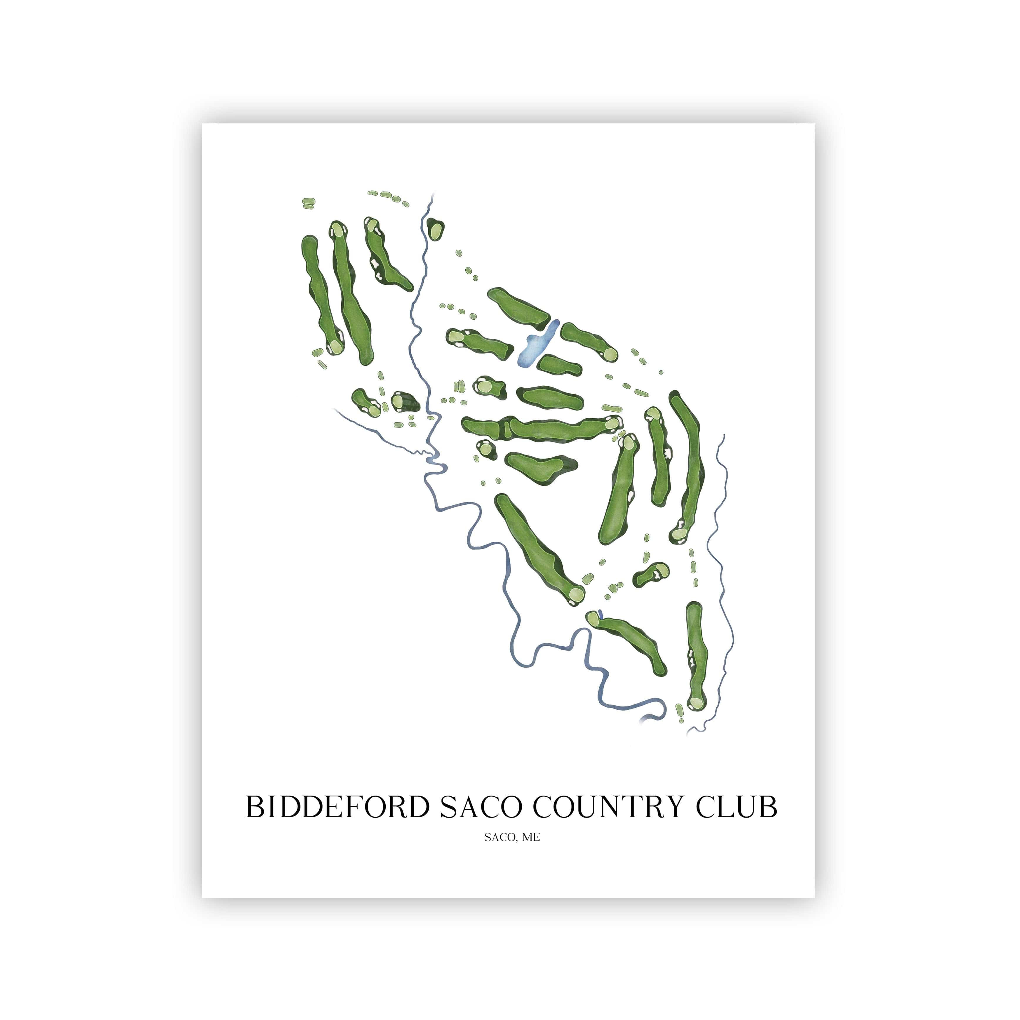 The 19th Hole Golf Shop - Golf Course Prints -  Biddeford Saco Country Club Golf Course Map Golf Map