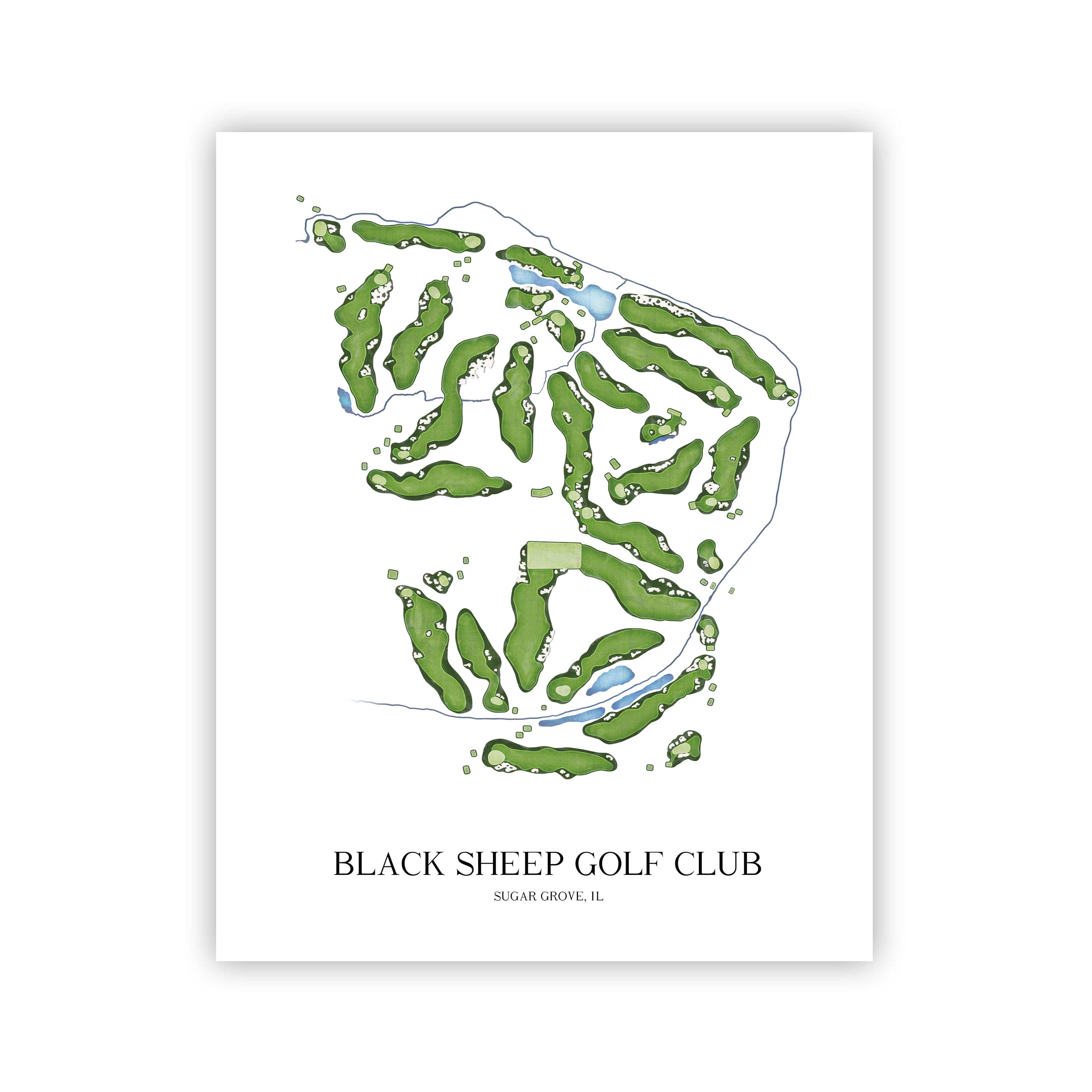 The 19th Hole Golf Shop - Golf Course Prints -  Black Sheep Golf Club Golf Course Map Golf Map