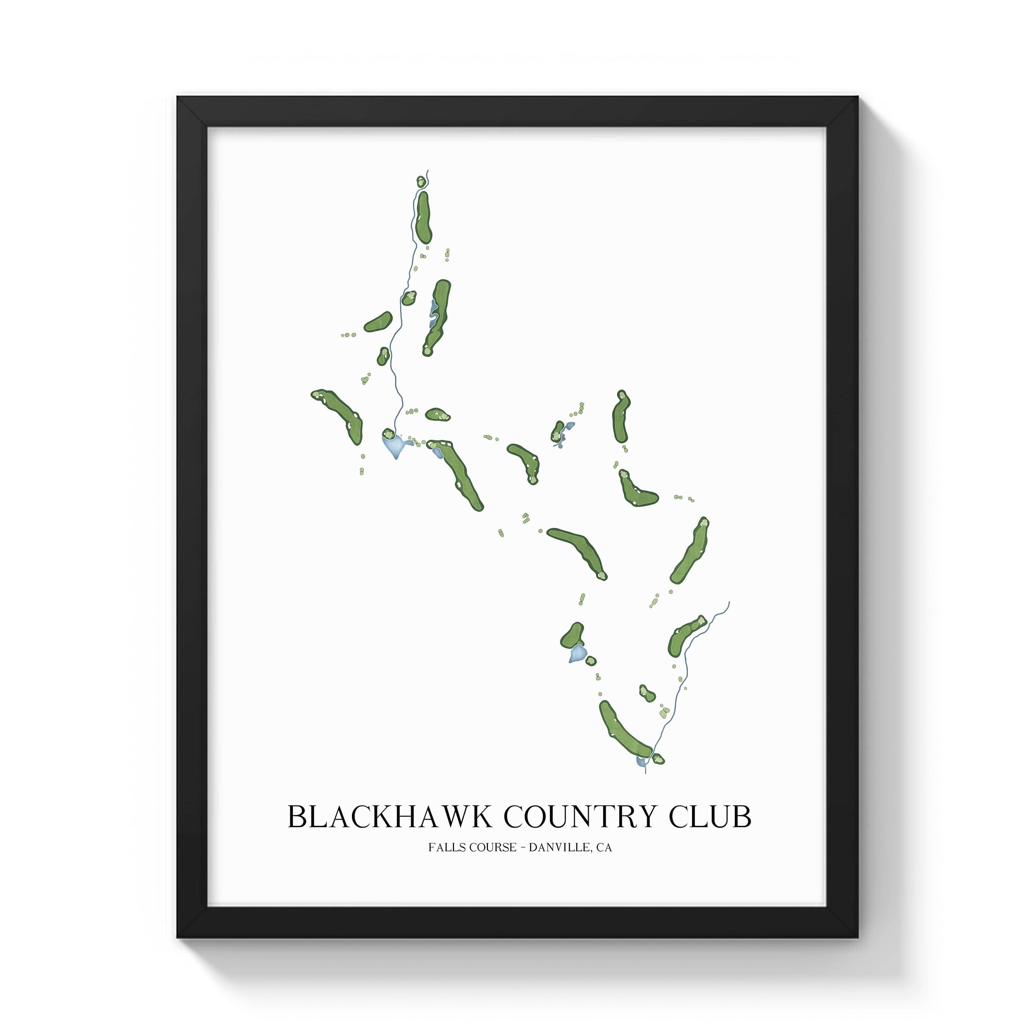 The 19th Hole Golf Shop - Golf Course Prints -  Blackhawk Country Club - Falls Course Golf Course Map Golf Map