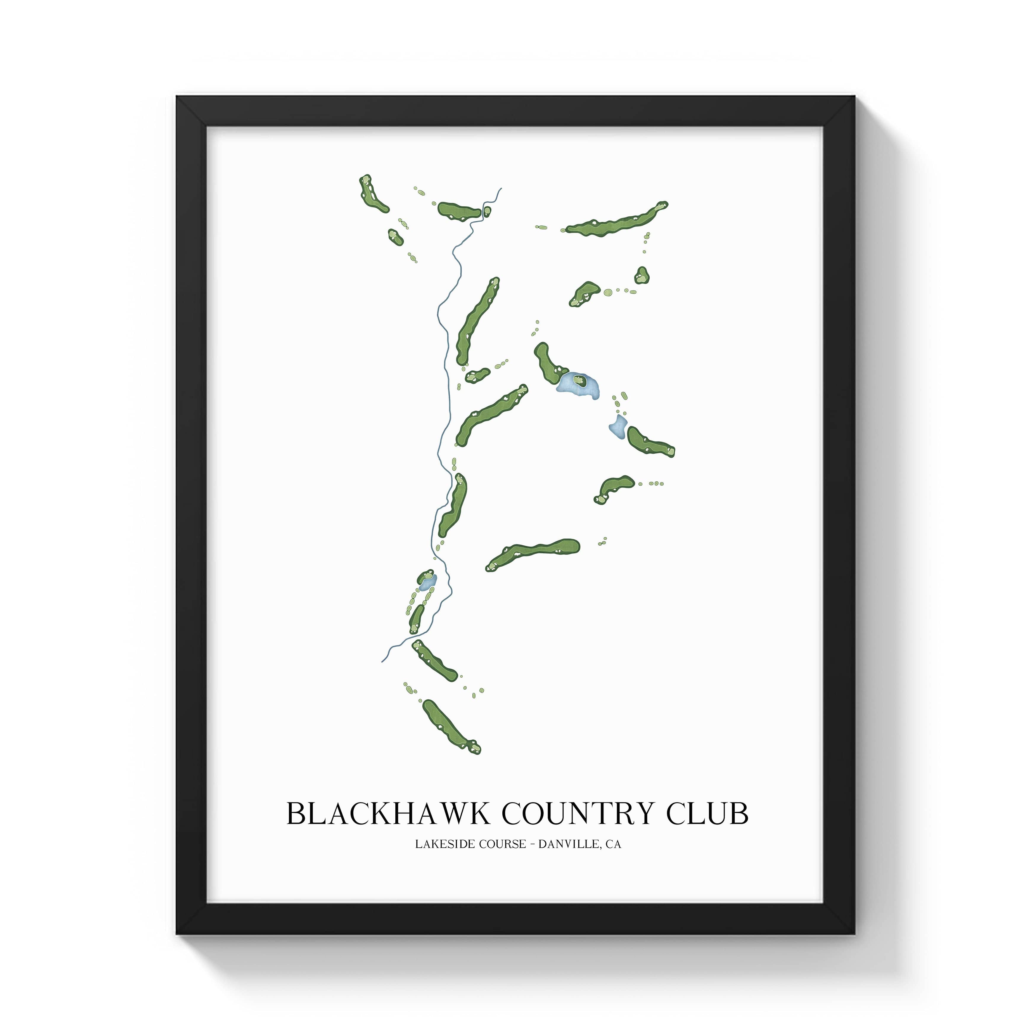 The 19th Hole Golf Shop - Golf Course Prints -  Blackhawk Country Club - Lakeside Course Golf Course Map Golf Map