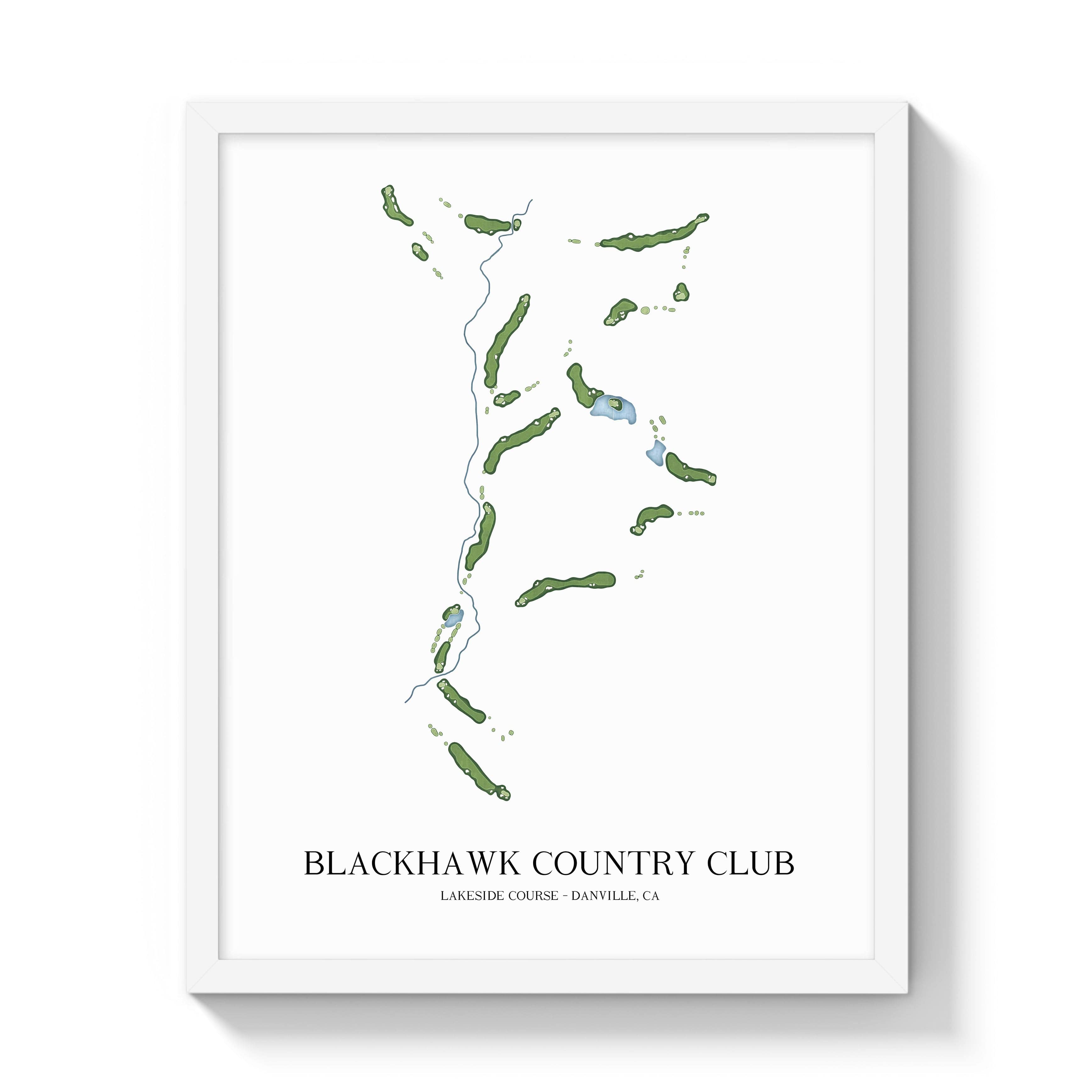 The 19th Hole Golf Shop - Golf Course Prints -  Blackhawk Country Club - Lakeside Course Golf Course Map Golf Map