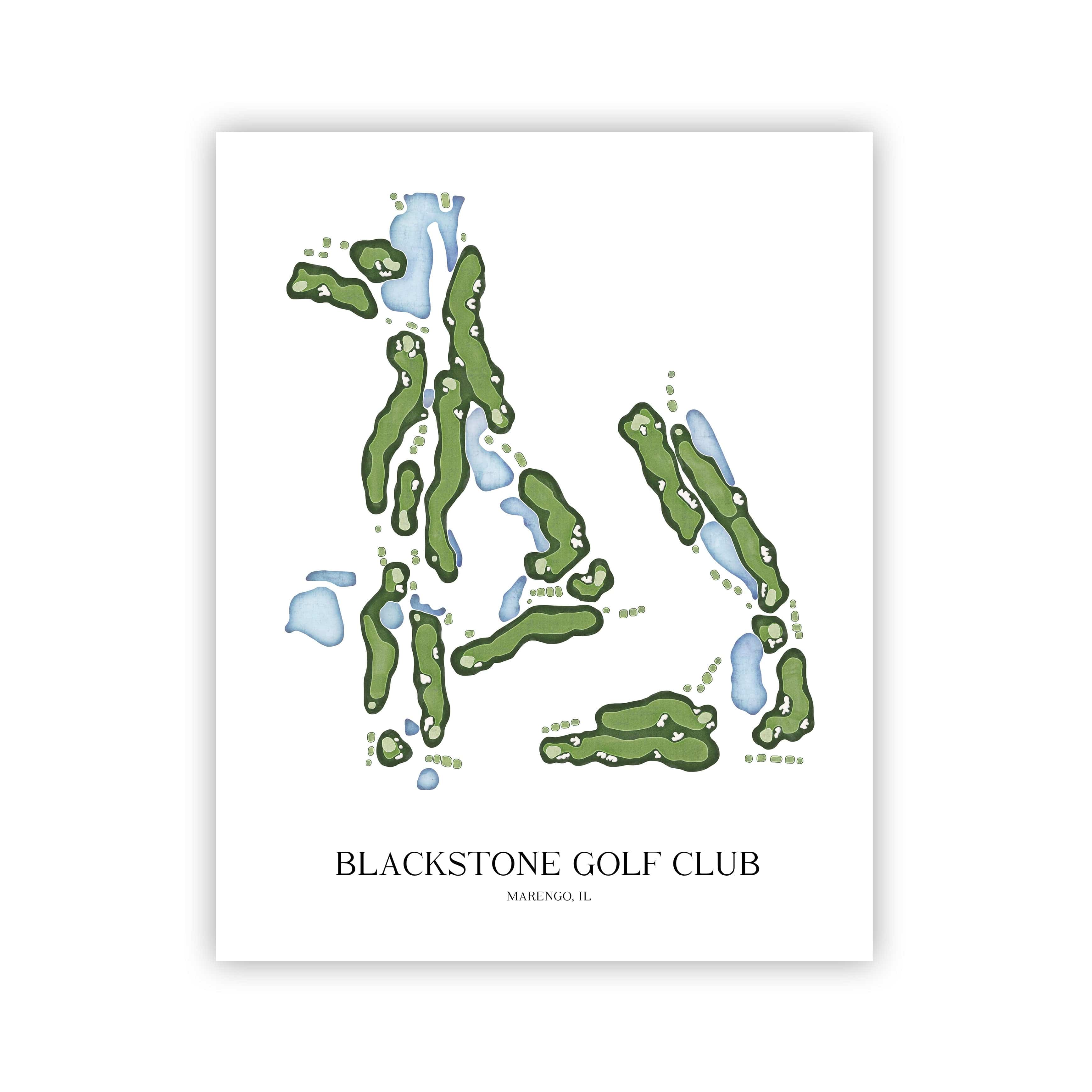 The 19th Hole Golf Shop - Golf Course Prints -  Blackstone Golf Club Golf Course Map Golf Map