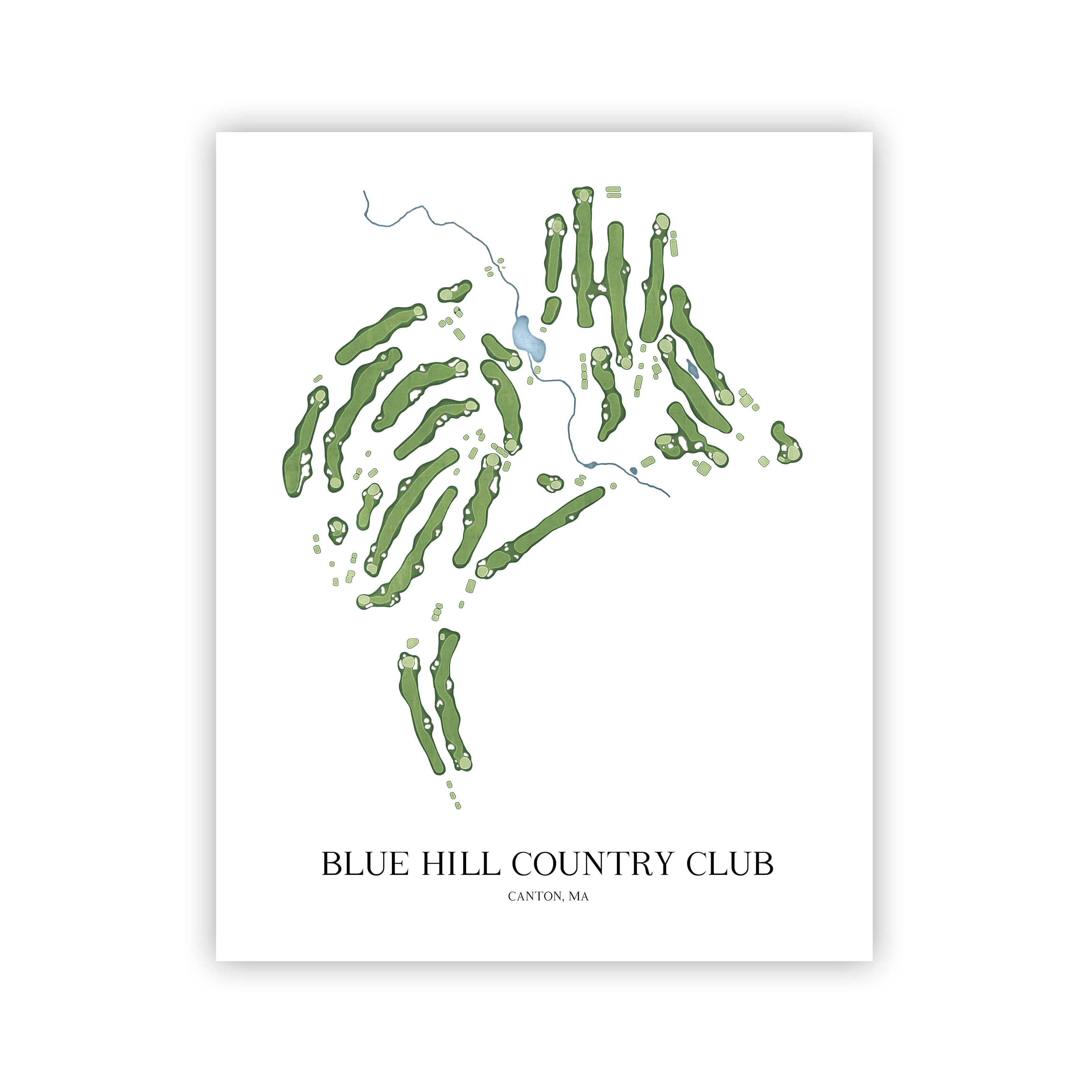 The 19th Hole Golf Shop - Golf Course Prints -  Blue Hill Country Club Golf Course Map Golf Map